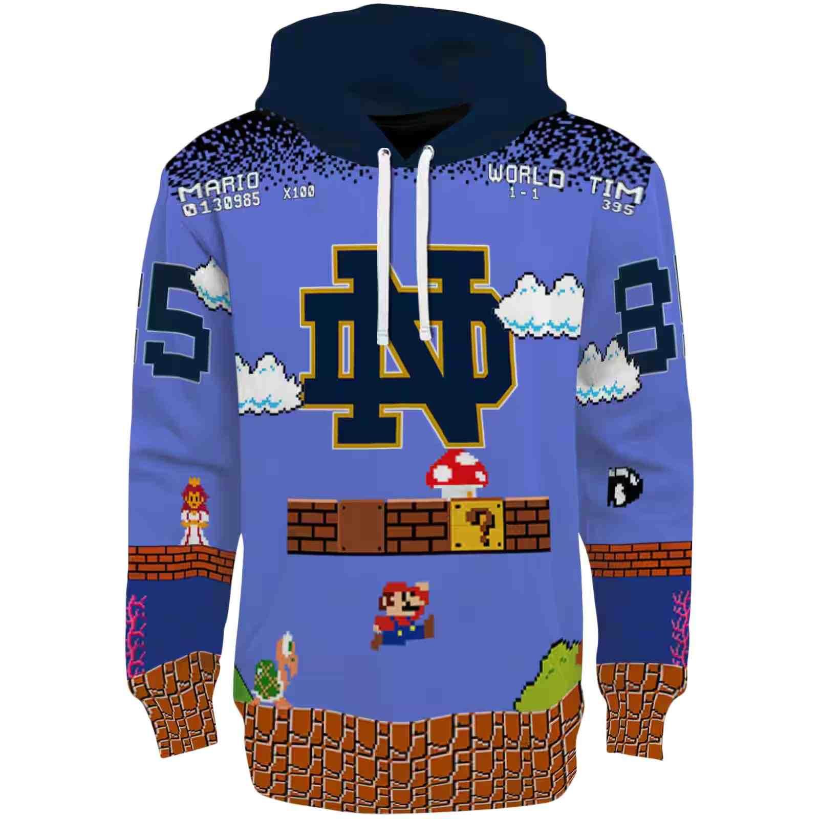 Personalized Notre Dame Fighting Irish Mario Blue Black Hoodie