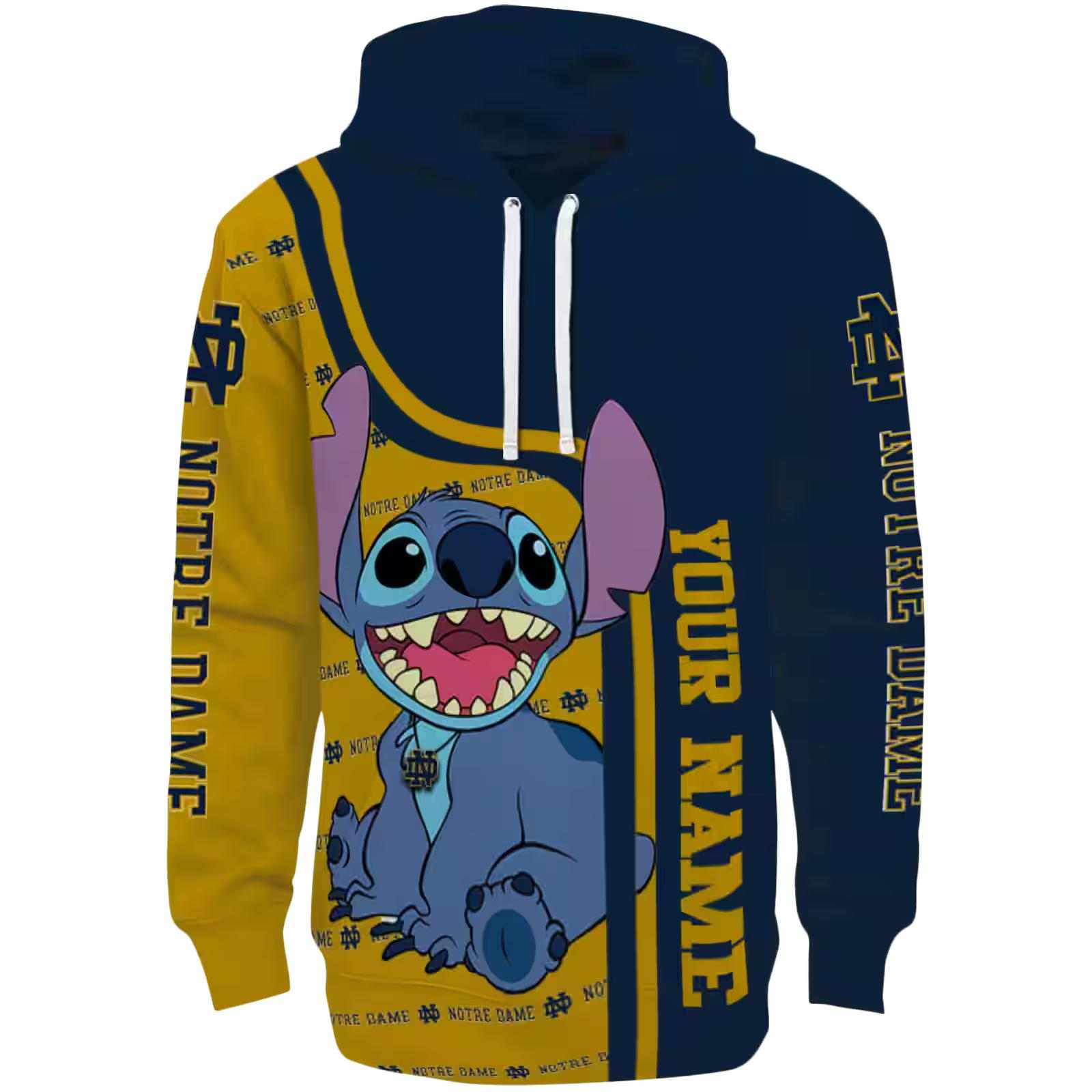 Personalized Notre Dame Fighting Irish Stitch Navy Hoodie