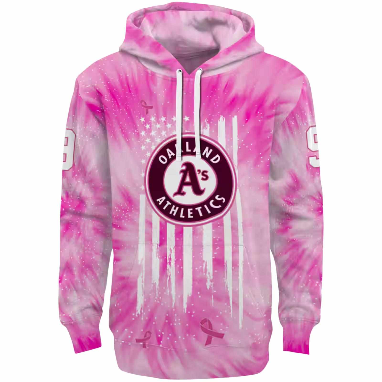 Personalized Oakland Athletics Cancer Support Pink Hoodie