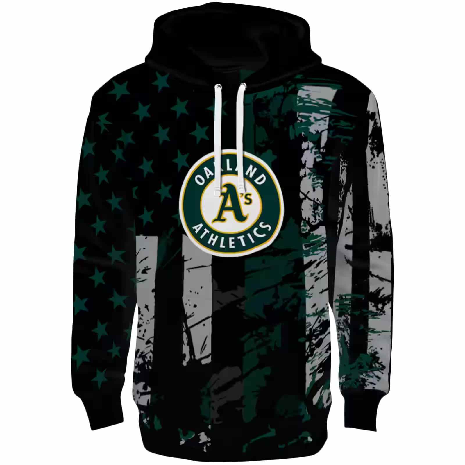 Personalized Oakland Athletics Distressed Flag Green Black Hoodie