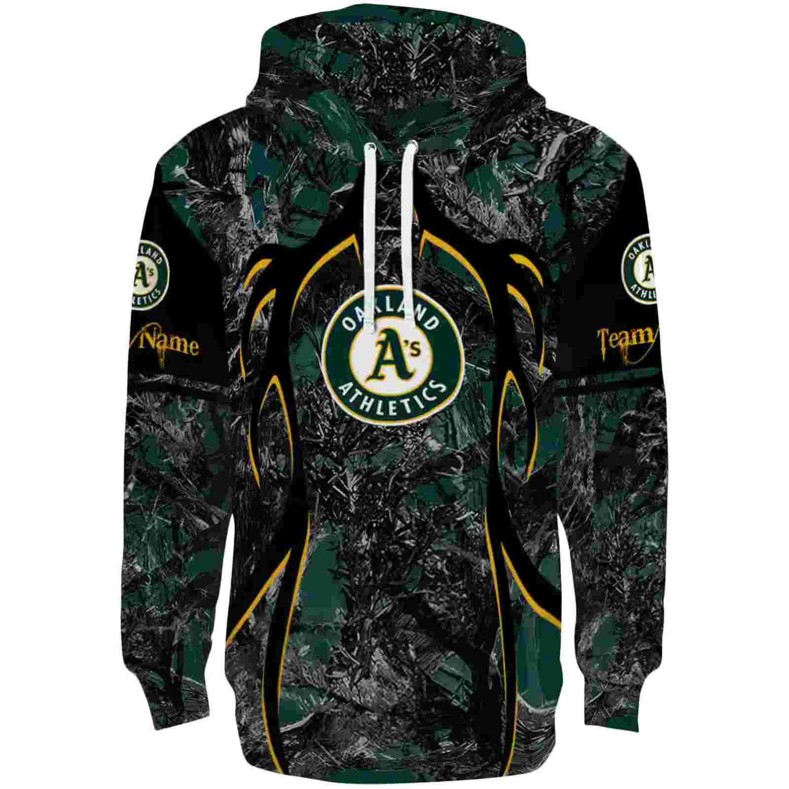 Personalized Oakland Athletics Hunting Theme Green Black Hoodie