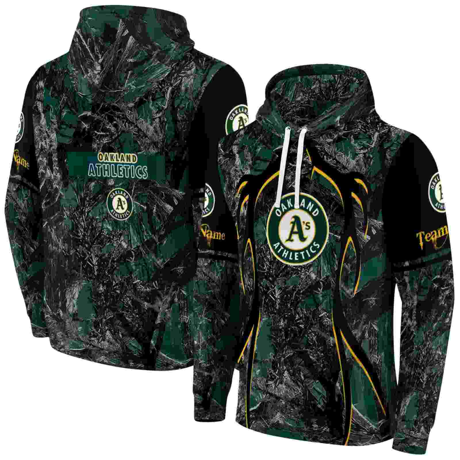 personalized oakland athletics hunting theme green black hoodie fashion forward