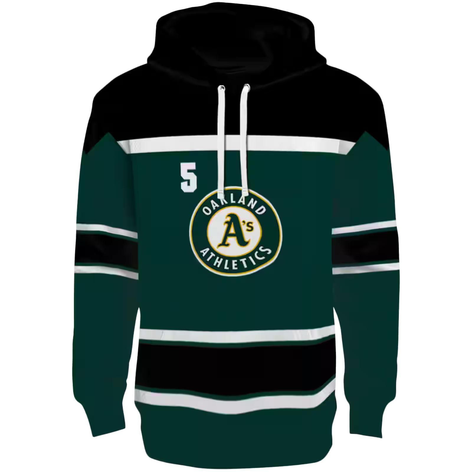 Personalized Oakland Athletics Striped Pattern Green Hoodie