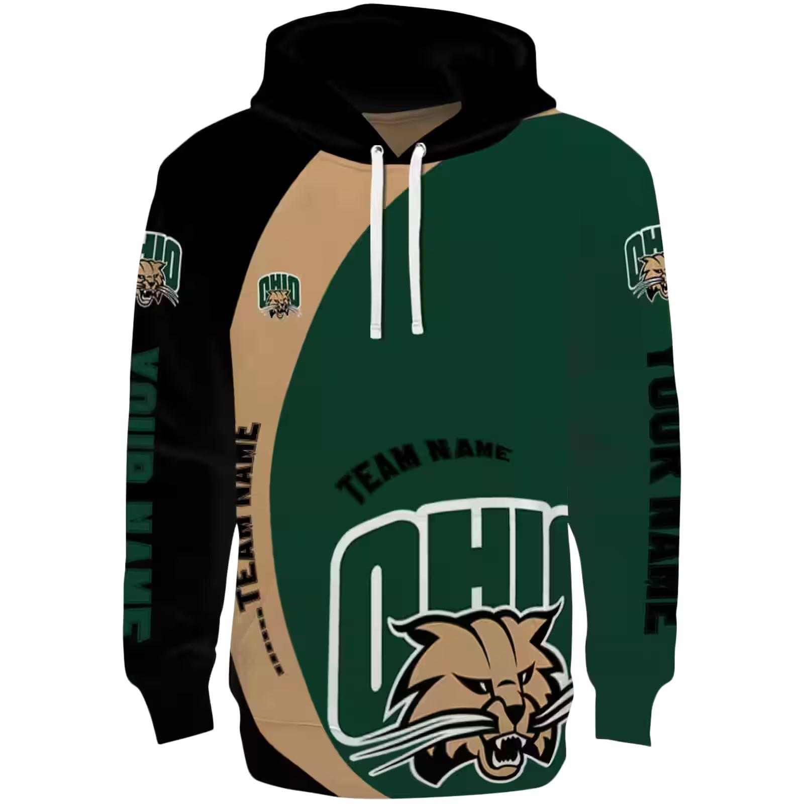 Personalized Ohio Bobcats Minimalist Design Green Black Hoodie