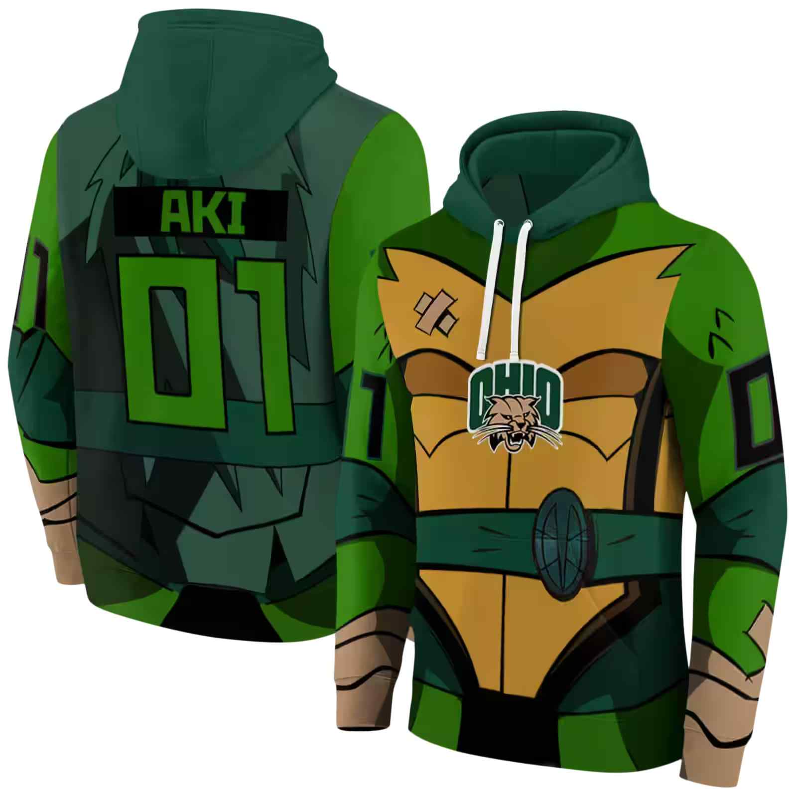 personalized ohio bobcats superhero armor green hoodie fashion forward