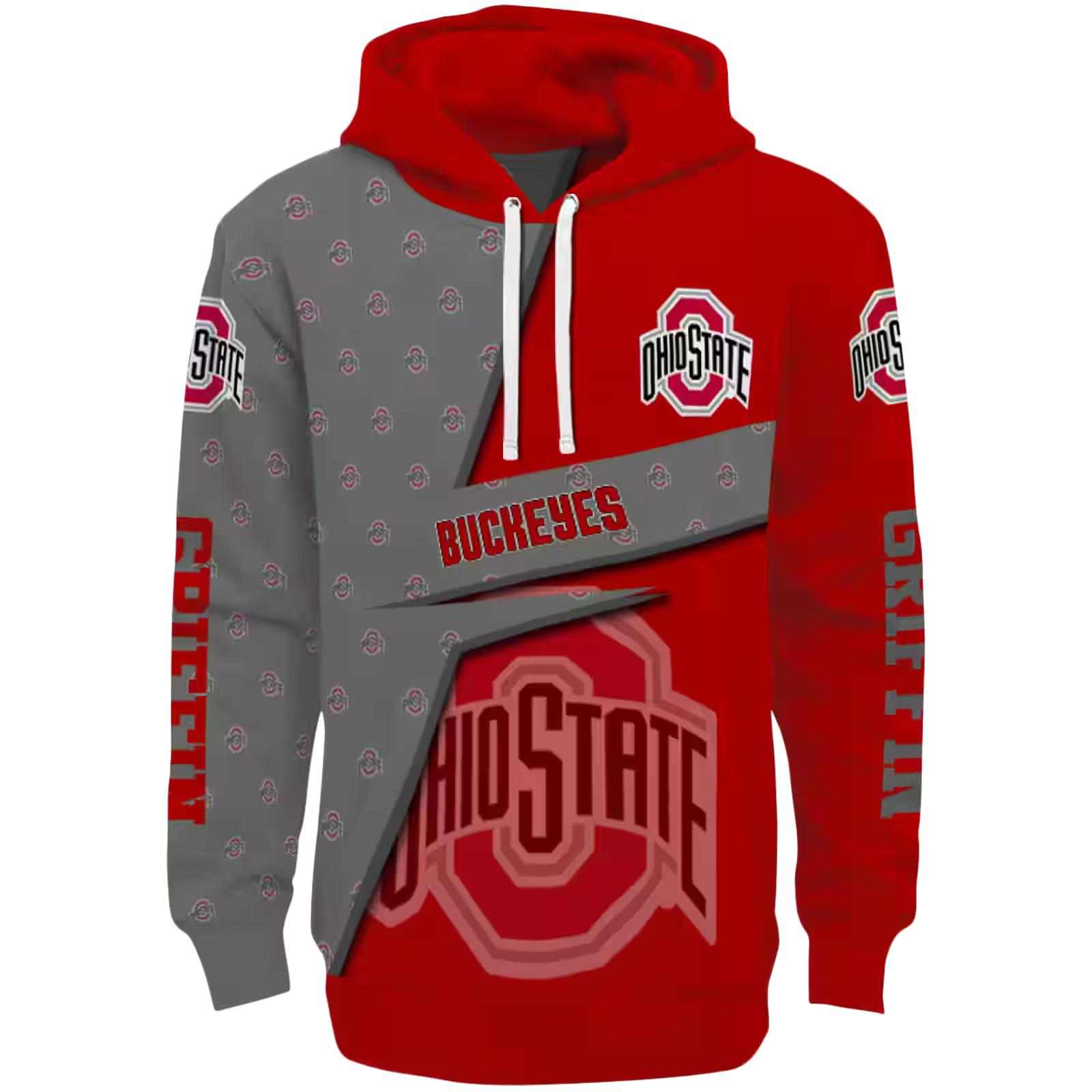 Personalized Ohio State Buckeyes Abstract Shape Scarlet Hoodie