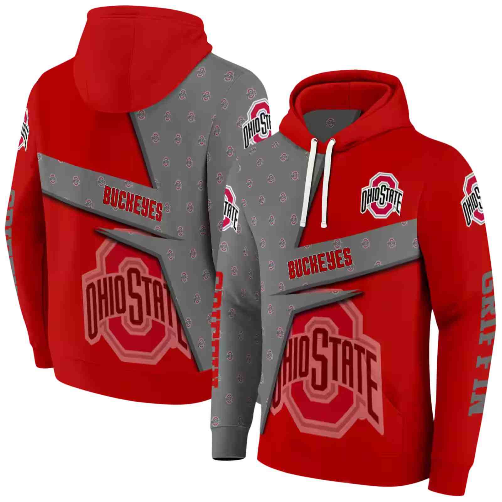 personalized ohio state buckeyes abstract shape scarlet hoodie fashion forward