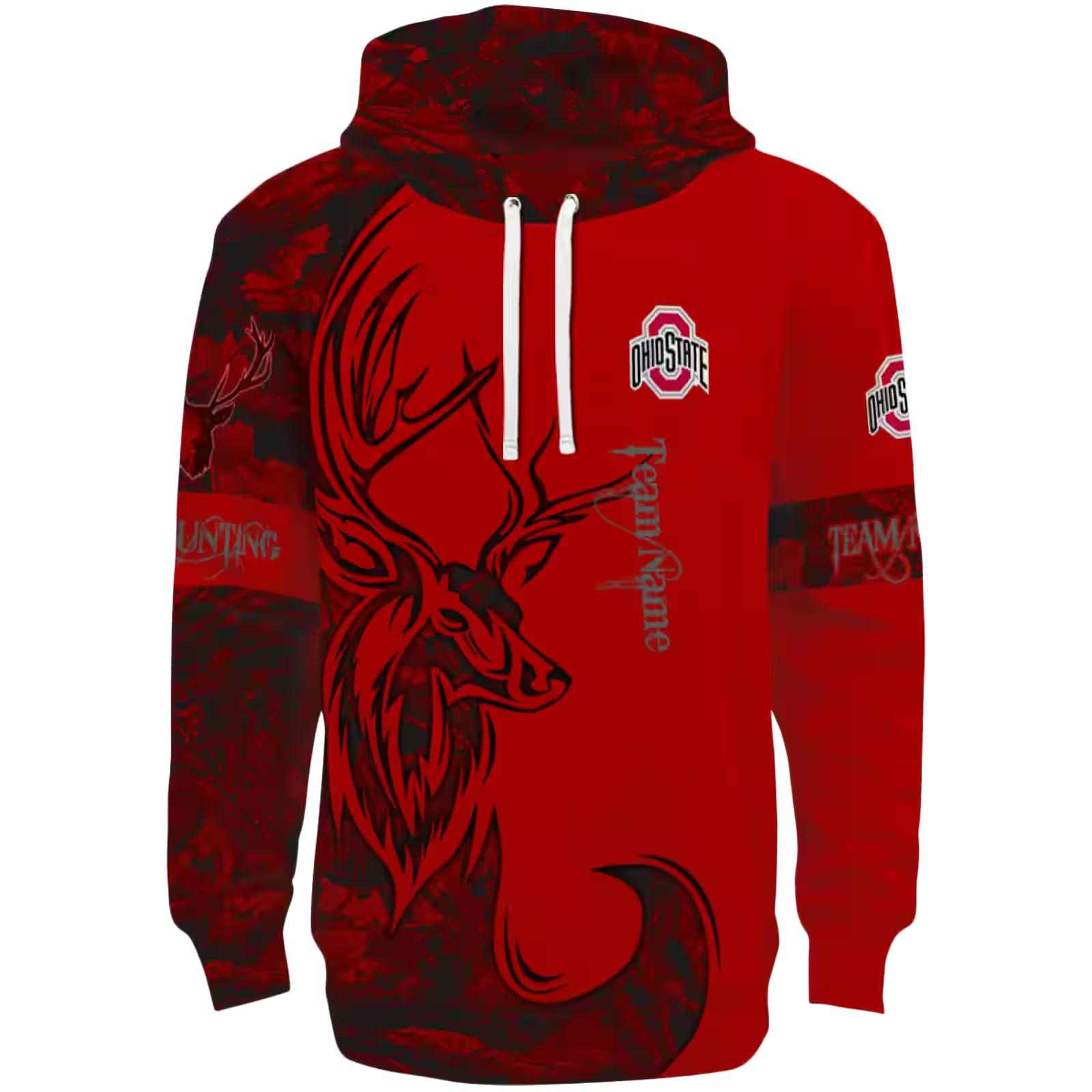 Personalized Ohio State Buckeyes Deer Silhouette Scarlet Hoodie