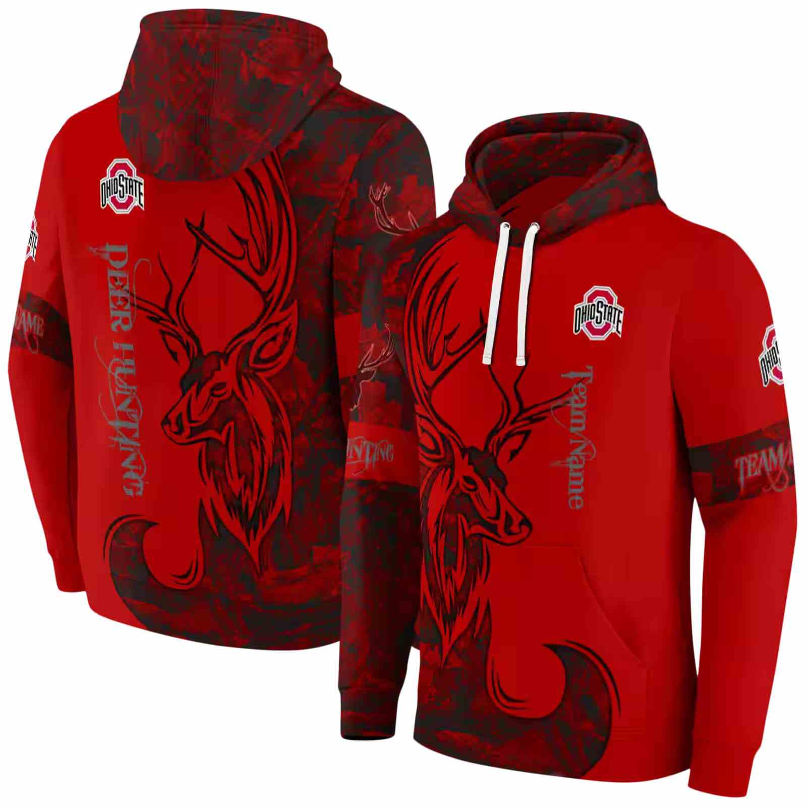 personalized ohio state buckeyes deer silhouette scarlet hoodie fashion forward
