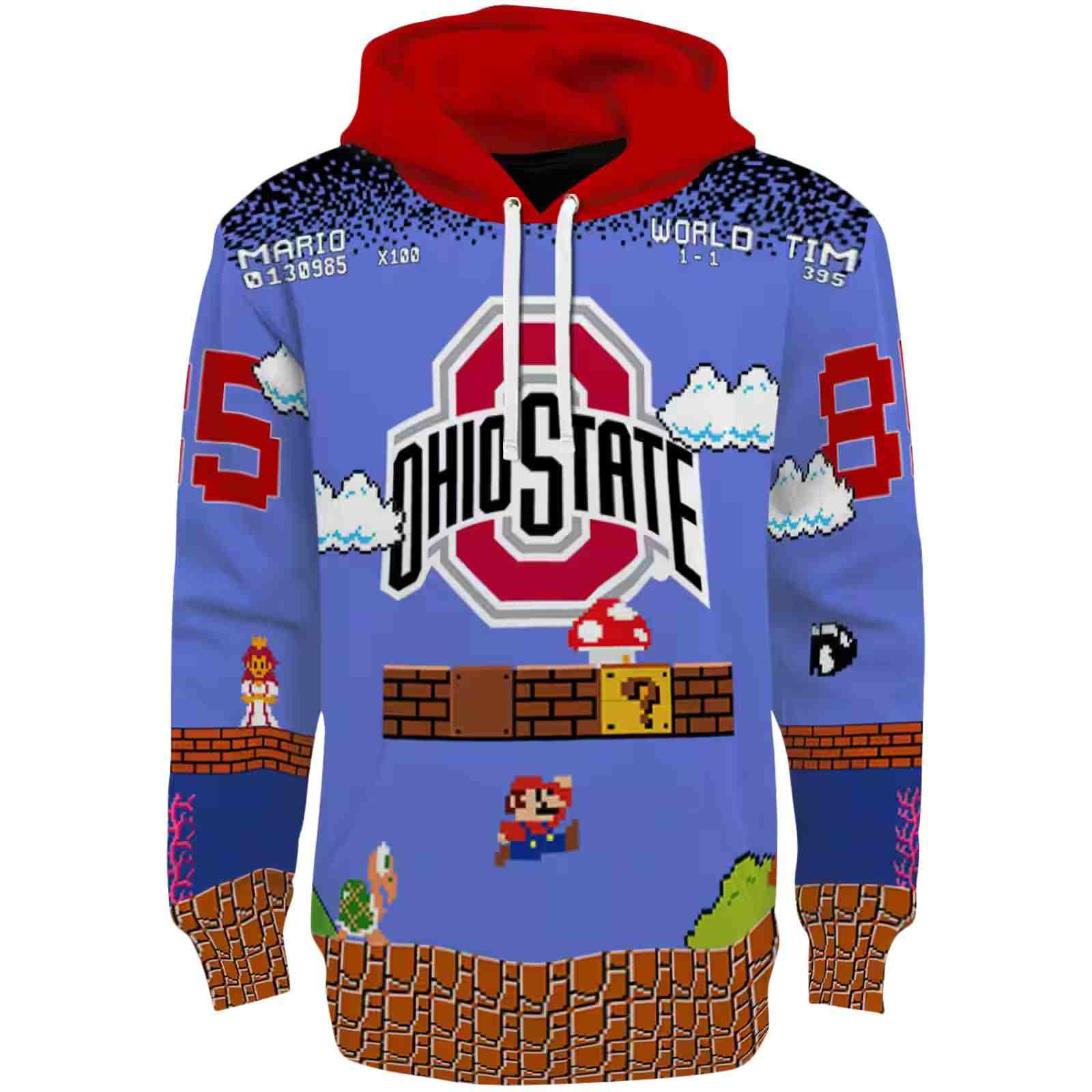 Personalized Ohio State Buckeyes Mario Blue Black Hoodie