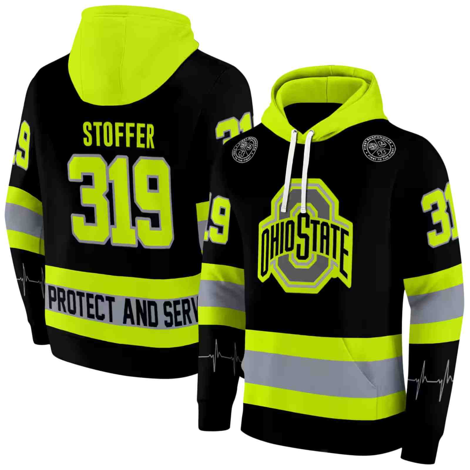 personalized ohio state buckeyes safety motif black neon green hoodie fashion forward