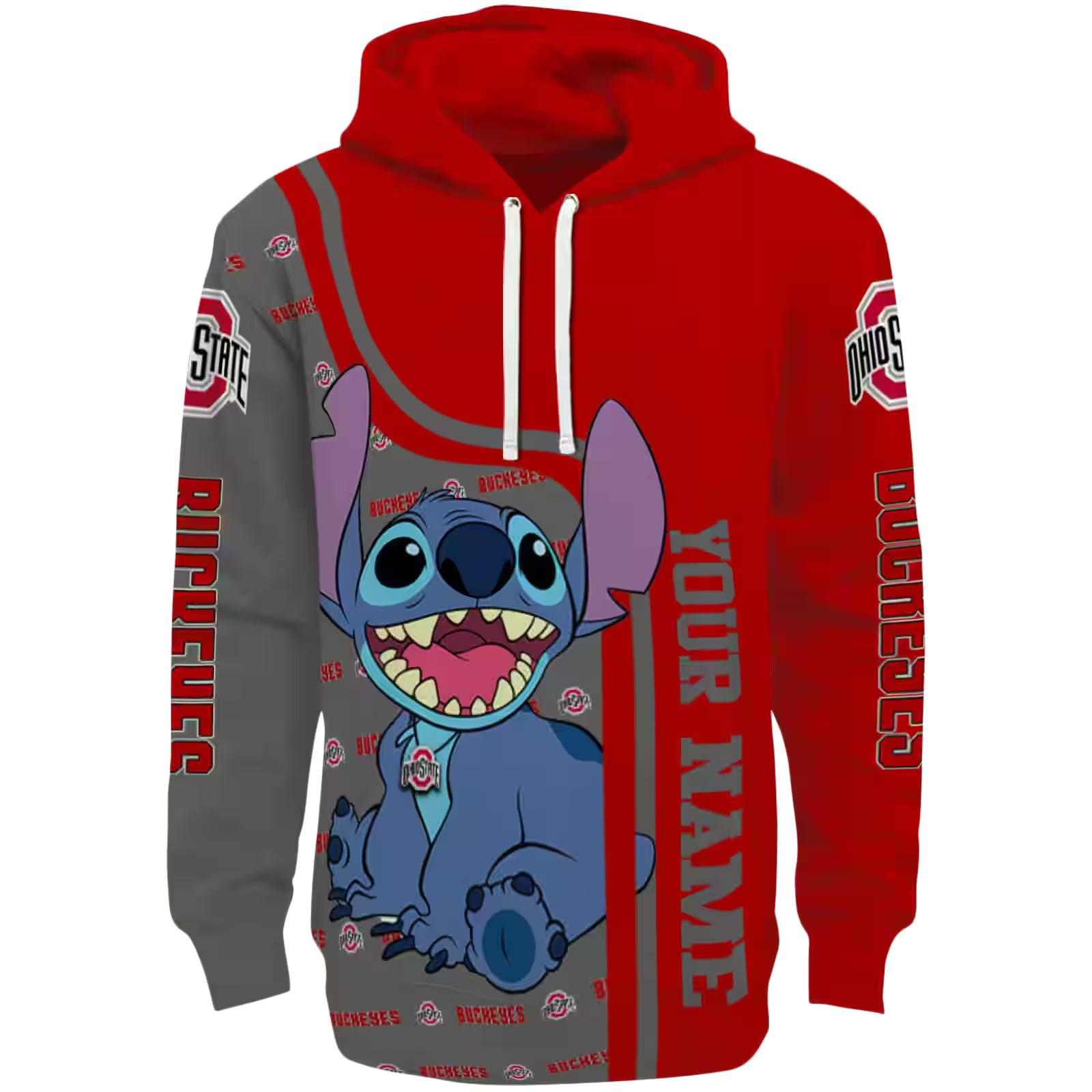 Personalized Ohio State Buckeyes Stitch Scarlet Hoodie