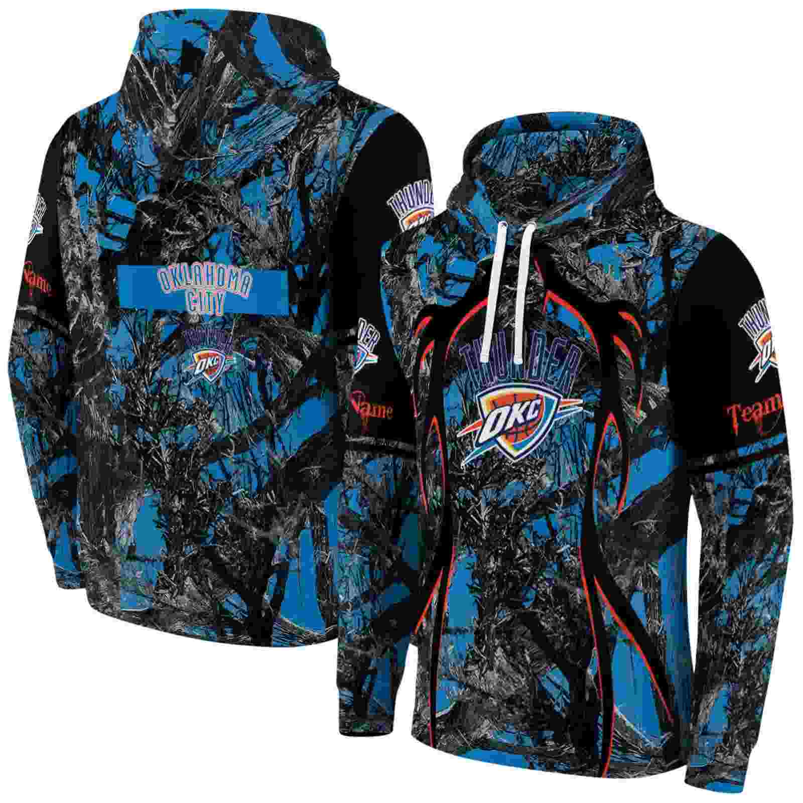 personalized oklahoma city thunder hunting theme blue black hoodie fashion forward
