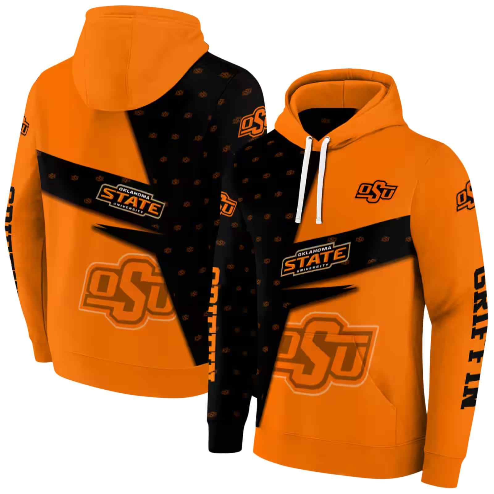 personalized oklahoma state cowboys abstract shape orange hoodie fashion forward