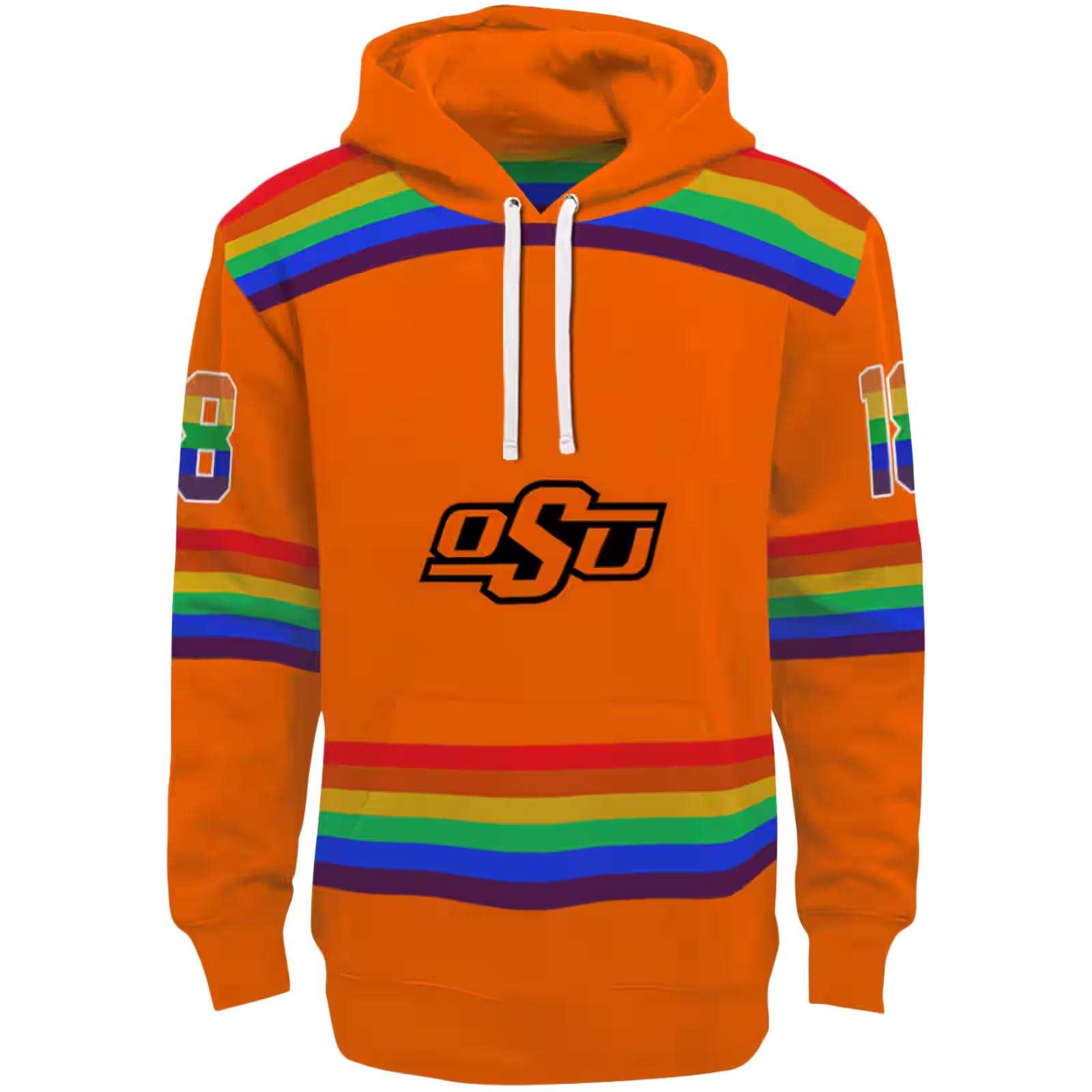 Personalized Oklahoma State Cowboys Rainbow Stripes Orange Hoodie