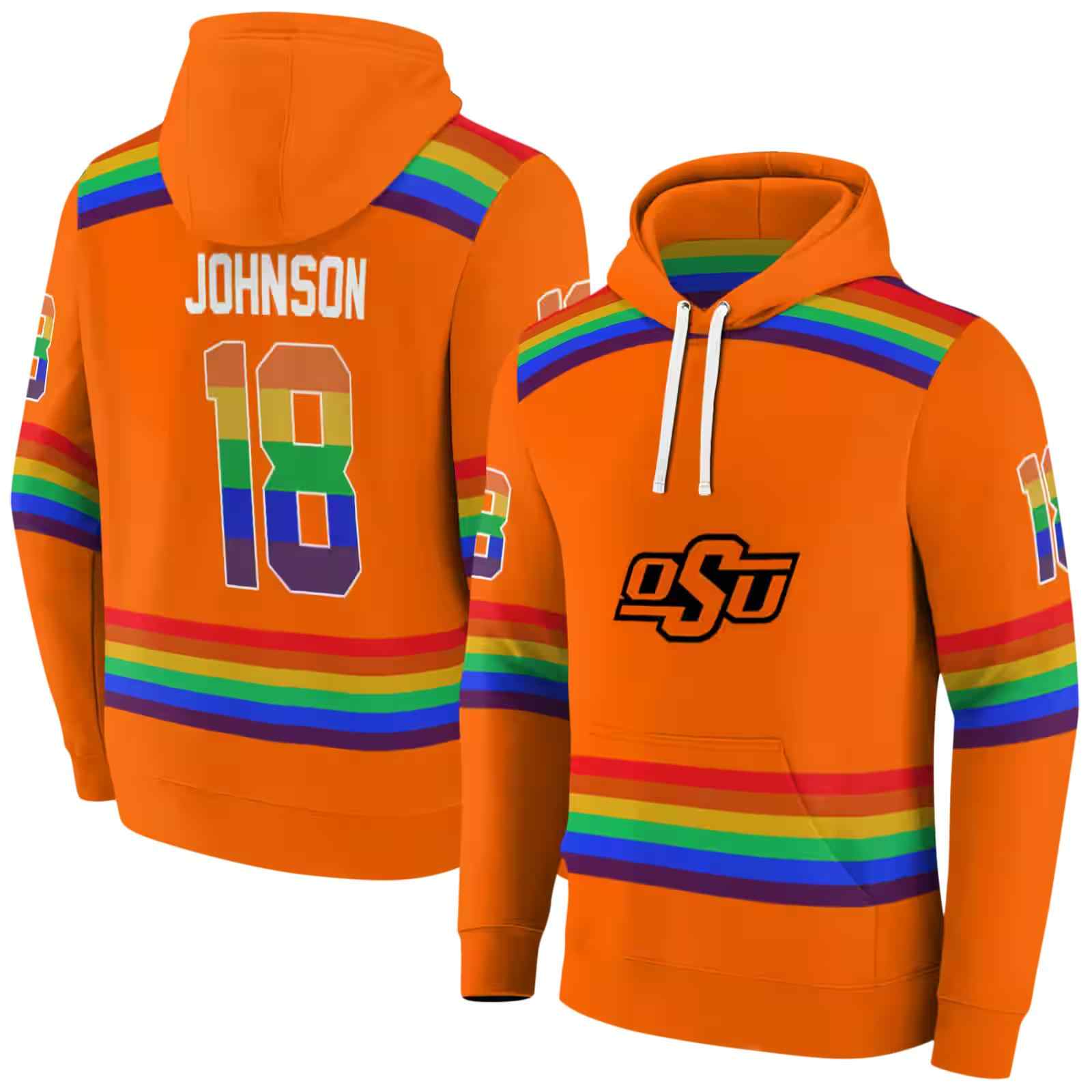 personalized oklahoma state cowboys rainbow stripes orange hoodie fashion forward