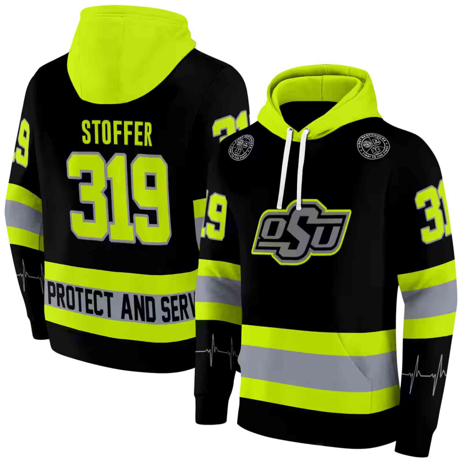 personalized oklahoma state cowboys safety motif black neon green hoodie fashion forward