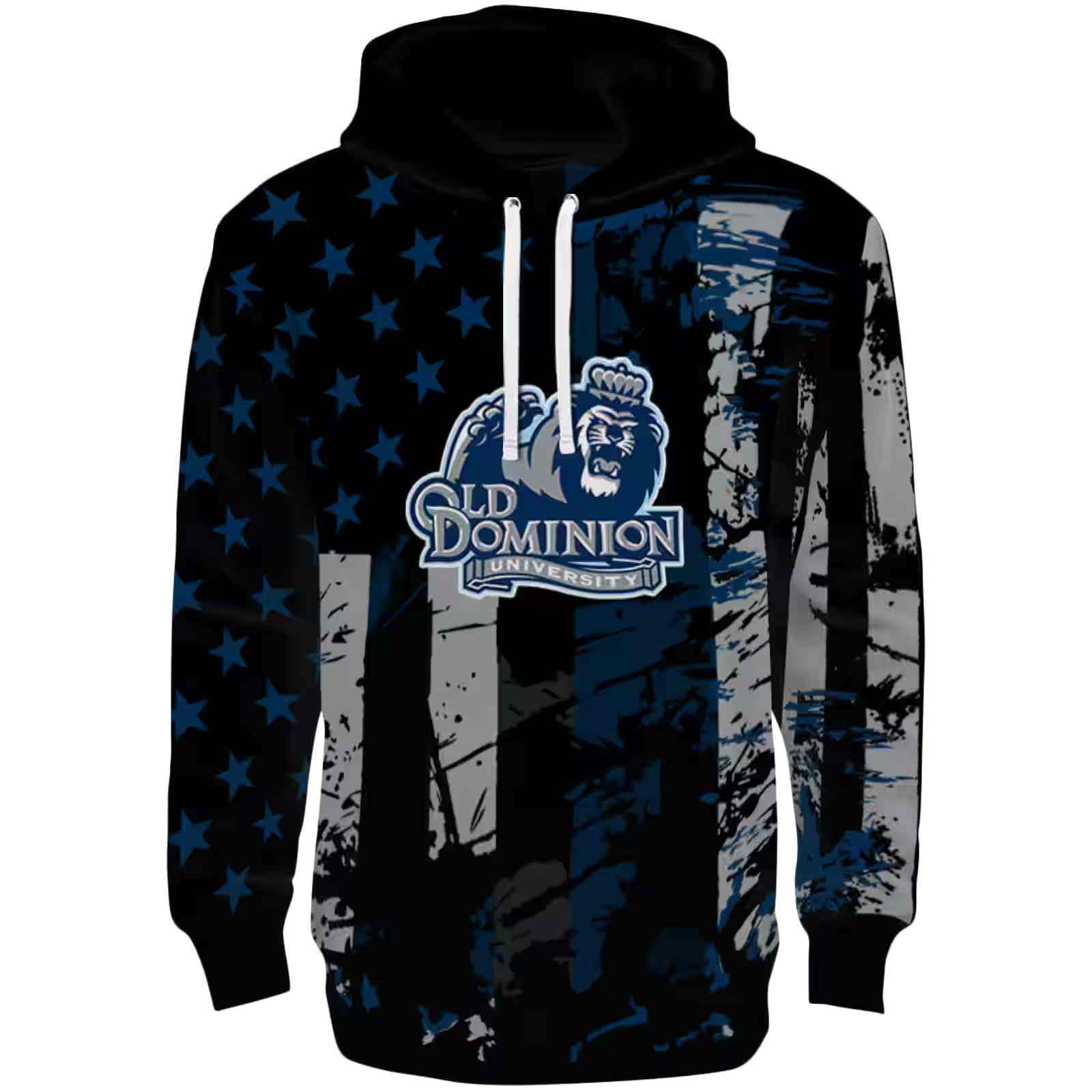 Personalized Old Dominion Monarchs Distressed Flag Blue Black Hoodie