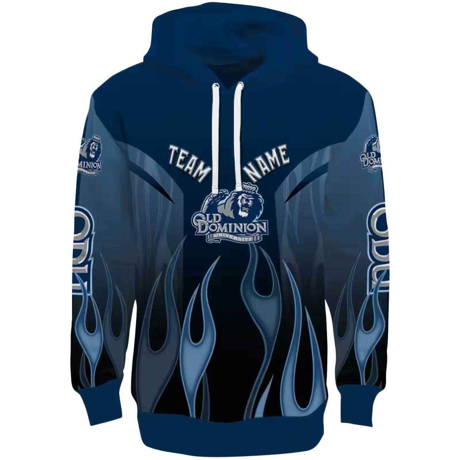 Personalized Old Dominion Monarchs Flame Design Blue Hoodie