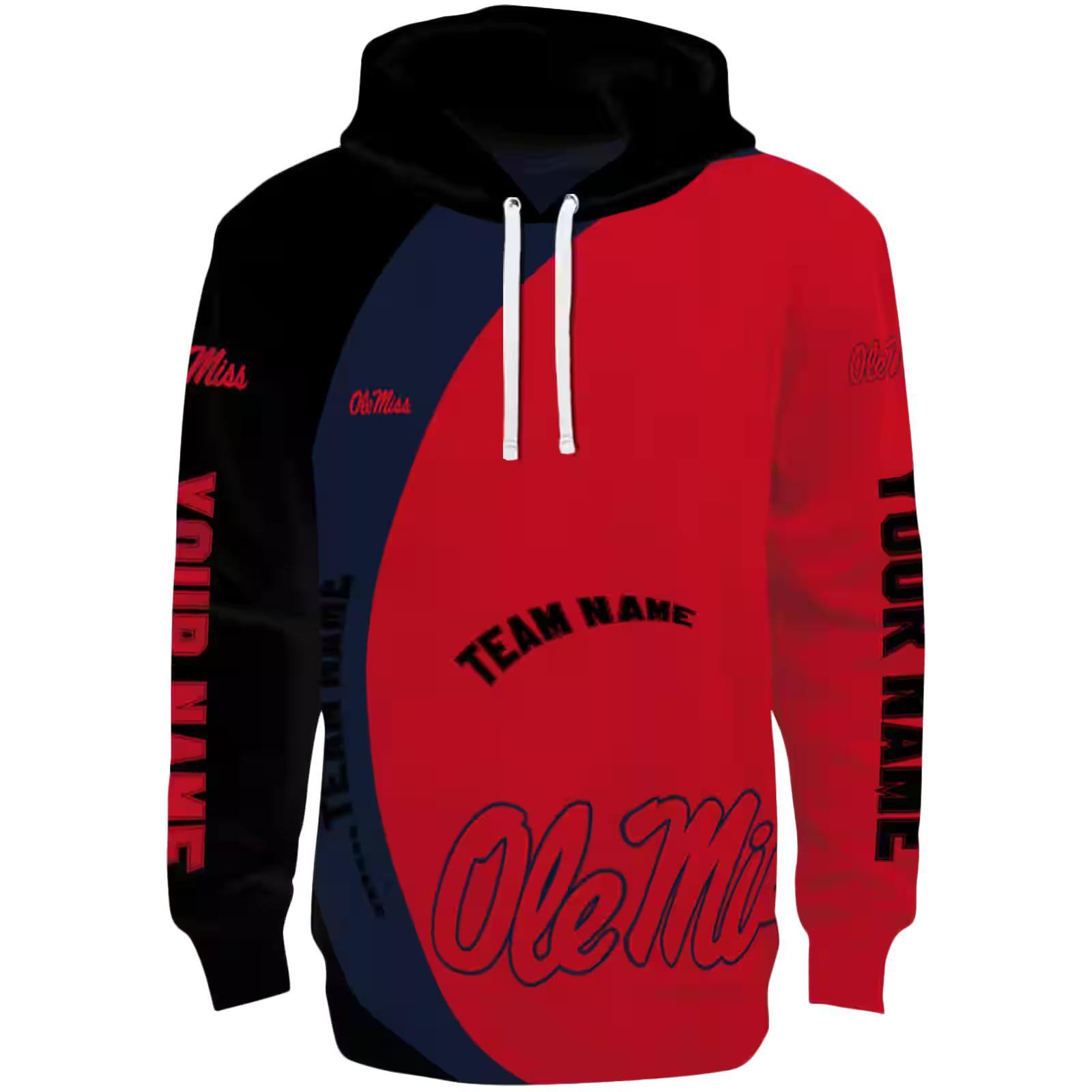 Personalized Ole Miss Rebels Minimalist Design Red Black Hoodie