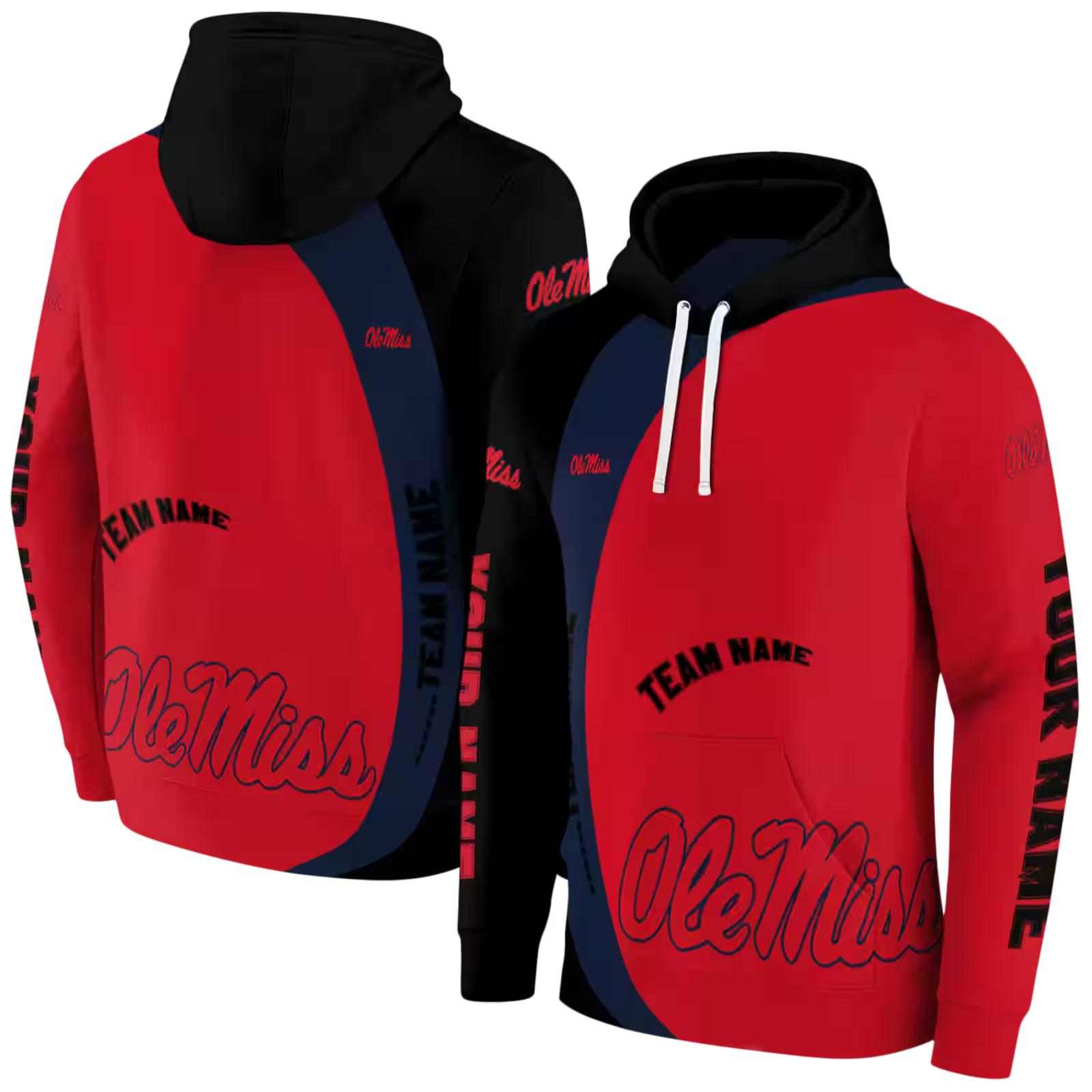 personalized ole miss rebels minimalist design red black hoodie fashion forward