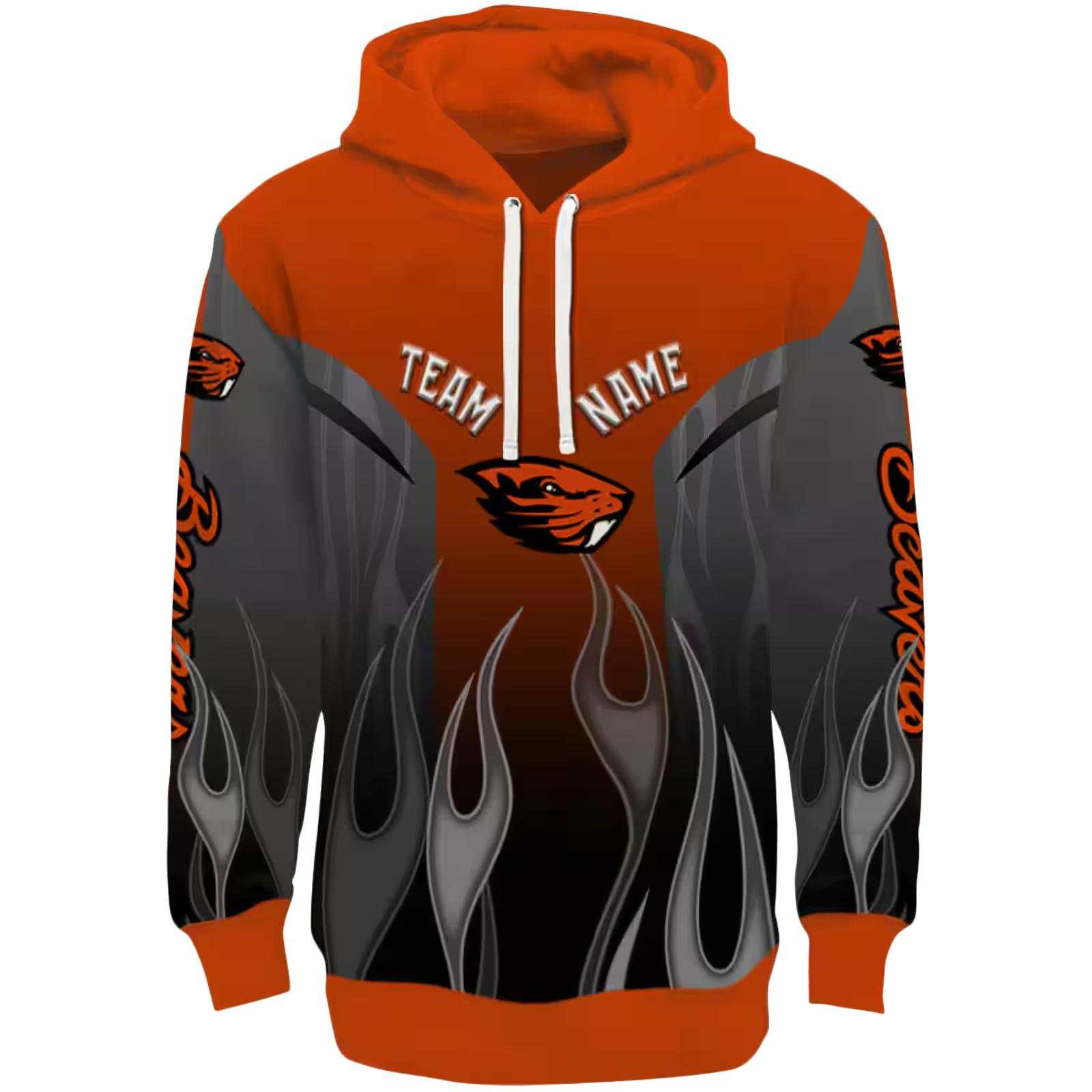 Personalized Oregon State Beavers Flame Design Orange Hoodie