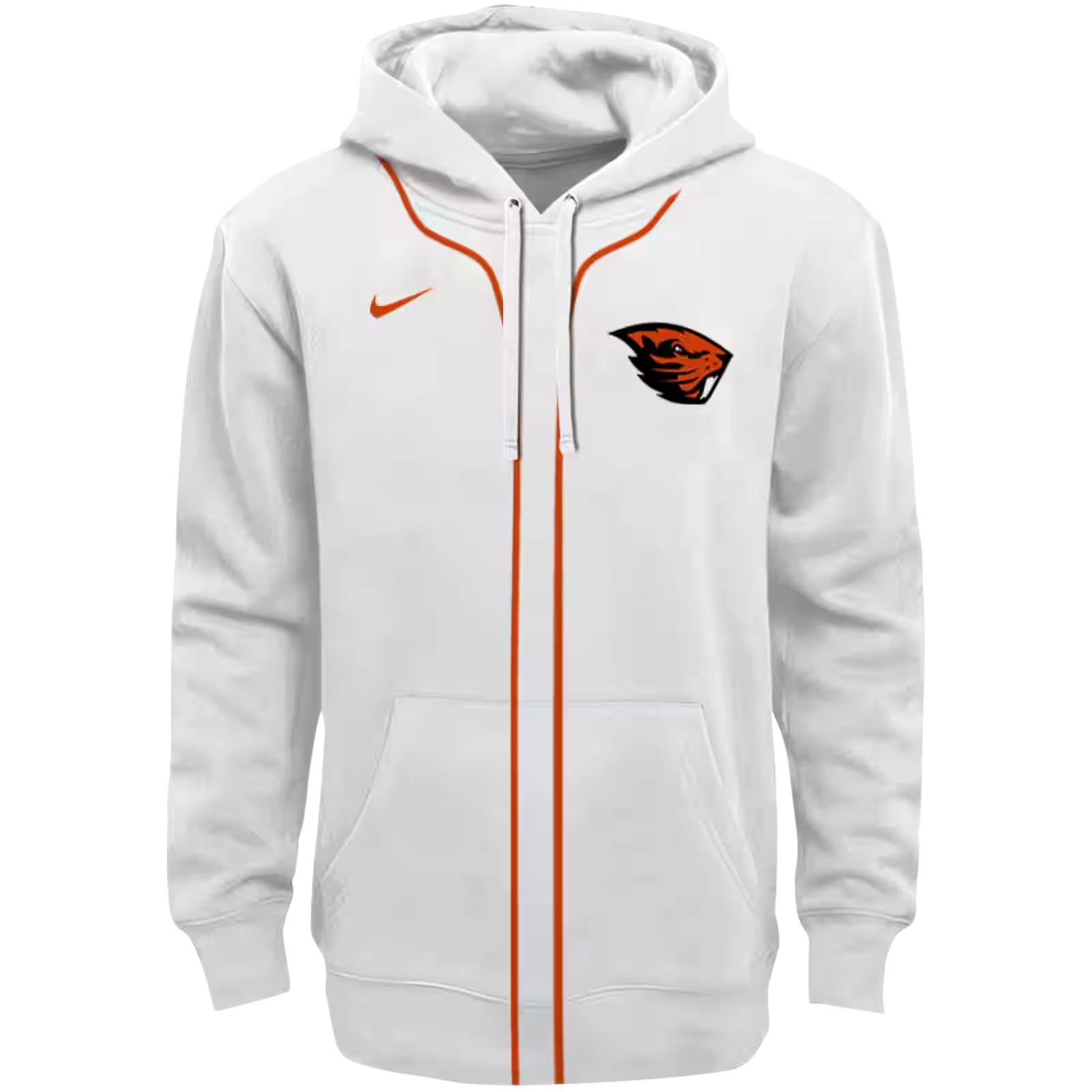 Personalized Oregon State Beavers Sporty Stripe White Hoodie