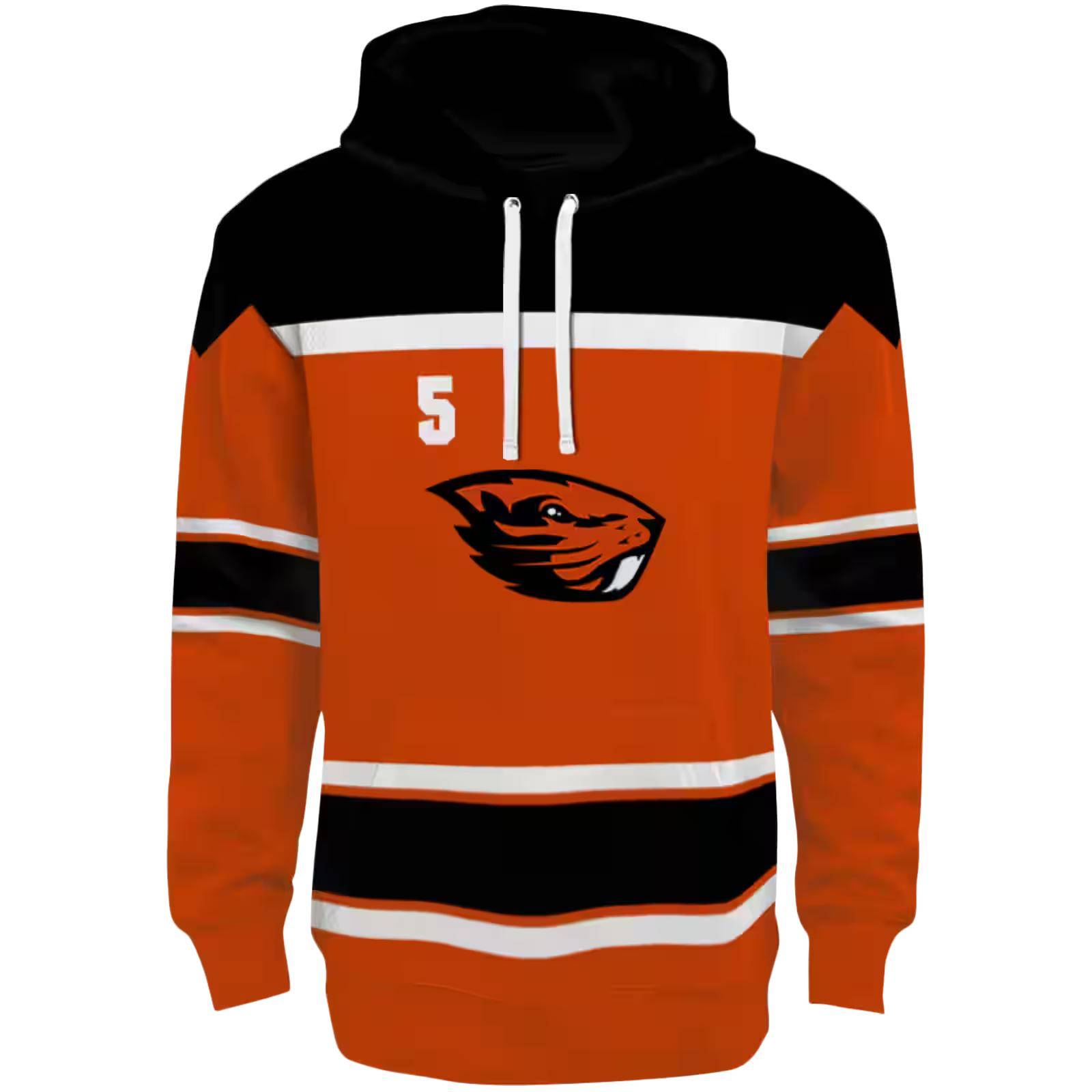 Personalized Oregon State Beavers Striped Pattern Orange Hoodie