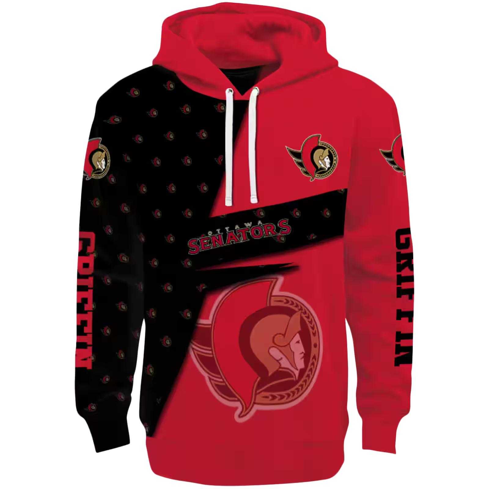 Personalized Ottawa Senators Abstract Shape Red Hoodie