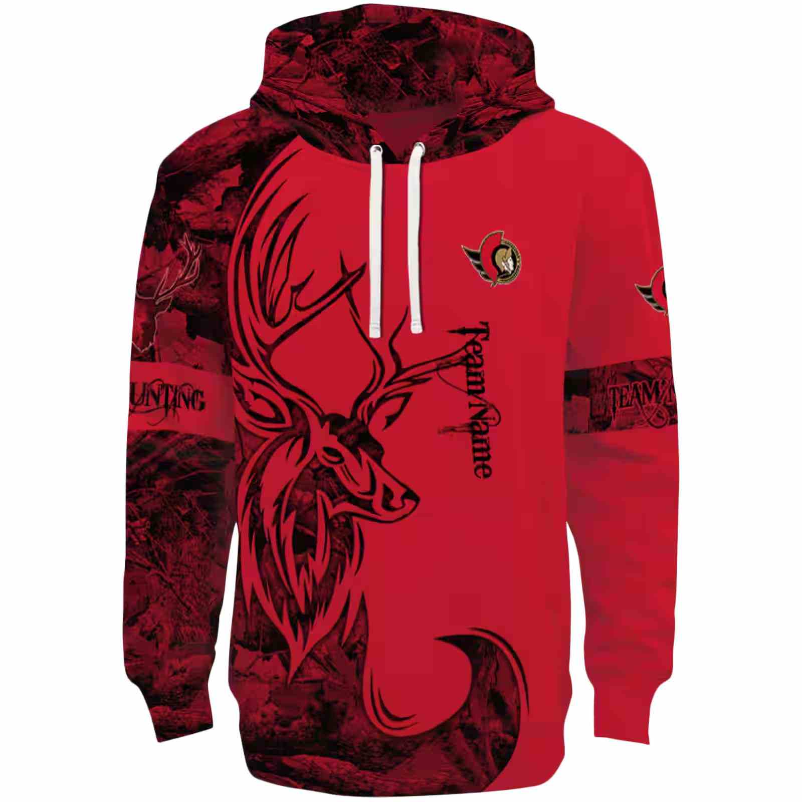 Personalized Ottawa Senators Deer Silhouette Red Hoodie