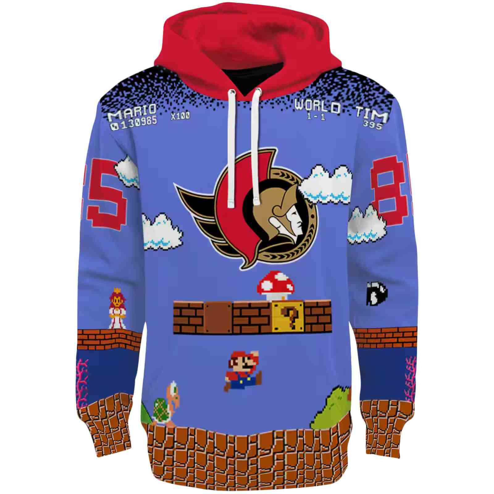 Personalized Ottawa Senators Mario Blue Black Hoodie