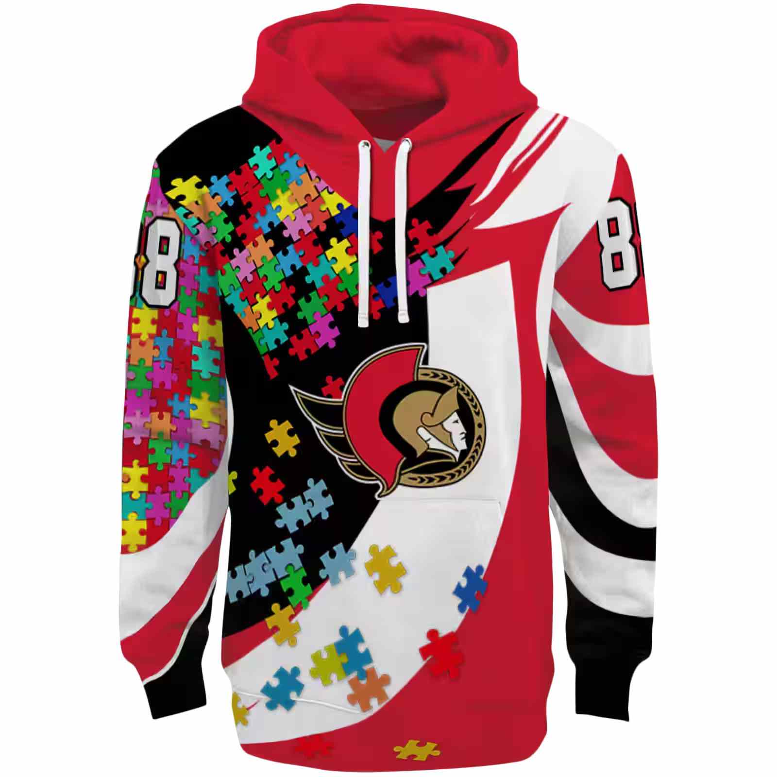 Personalized Ottawa Senators Puzzle Pieces Red Hoodie