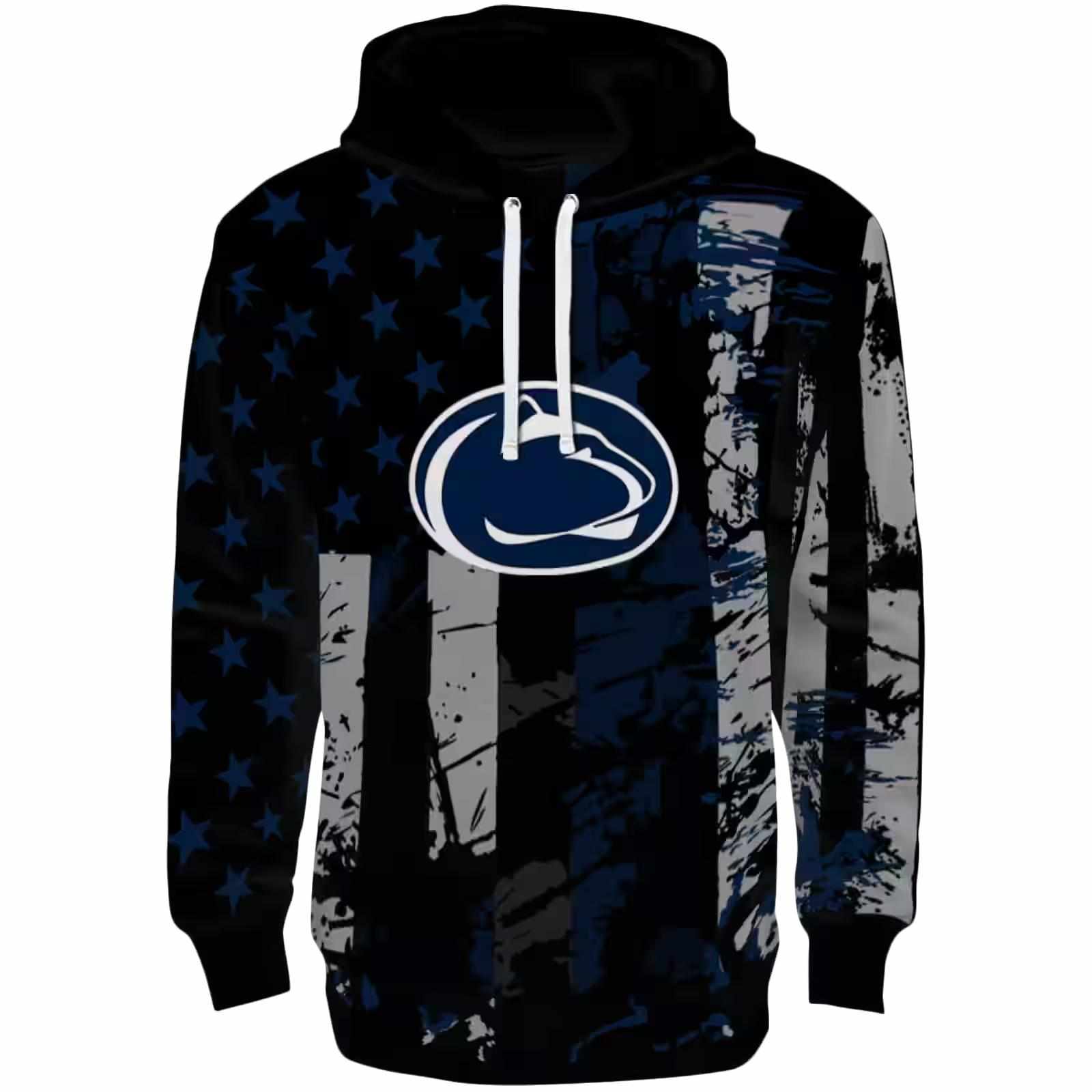 Personalized Penn State Nittany Lions Distressed Flag Blue Black Hoodie
