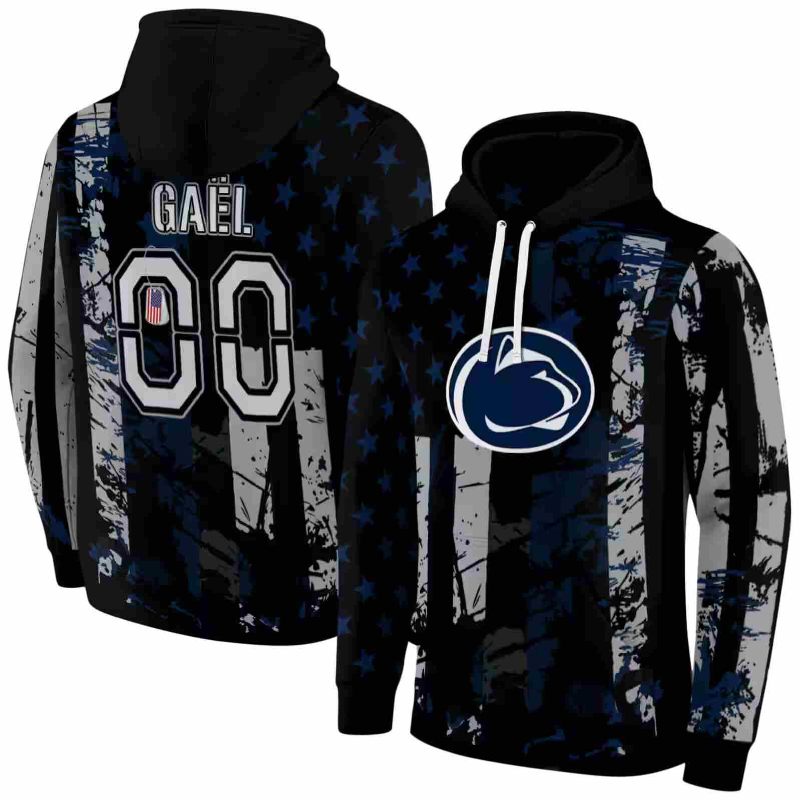 personalized penn state nittany lions distressed flag blue black hoodie fashion forward