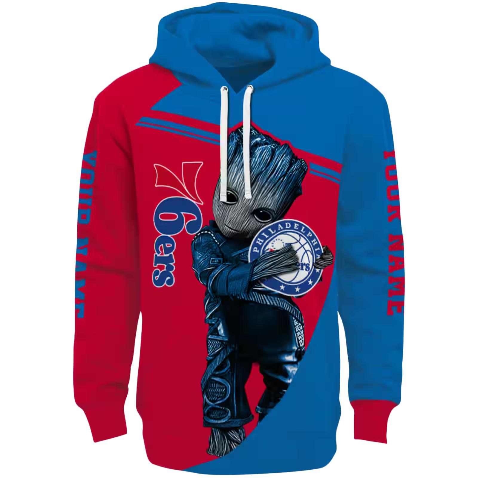 Personalized Philadelphia 76ers Groot Blue Hoodie