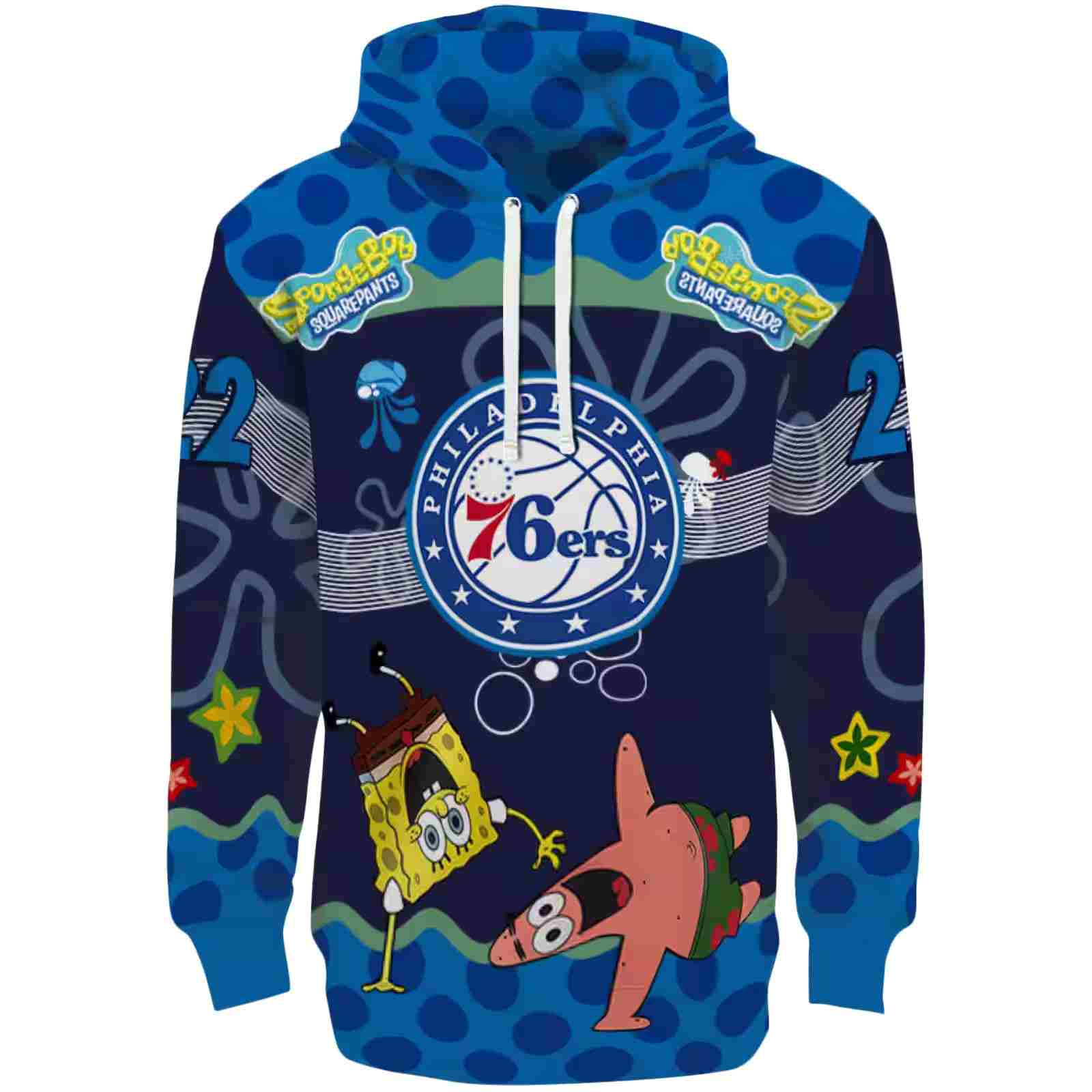 Personalized Philadelphia 76ers Spongebob Patrick Star Blue Navy Hoodie