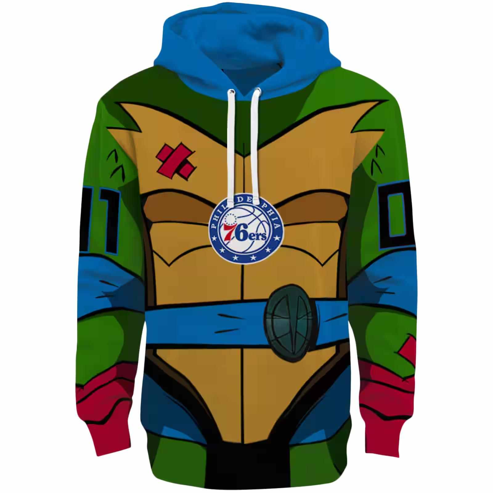 Personalized Philadelphia 76ers Superhero Armor Blue Green Hoodie