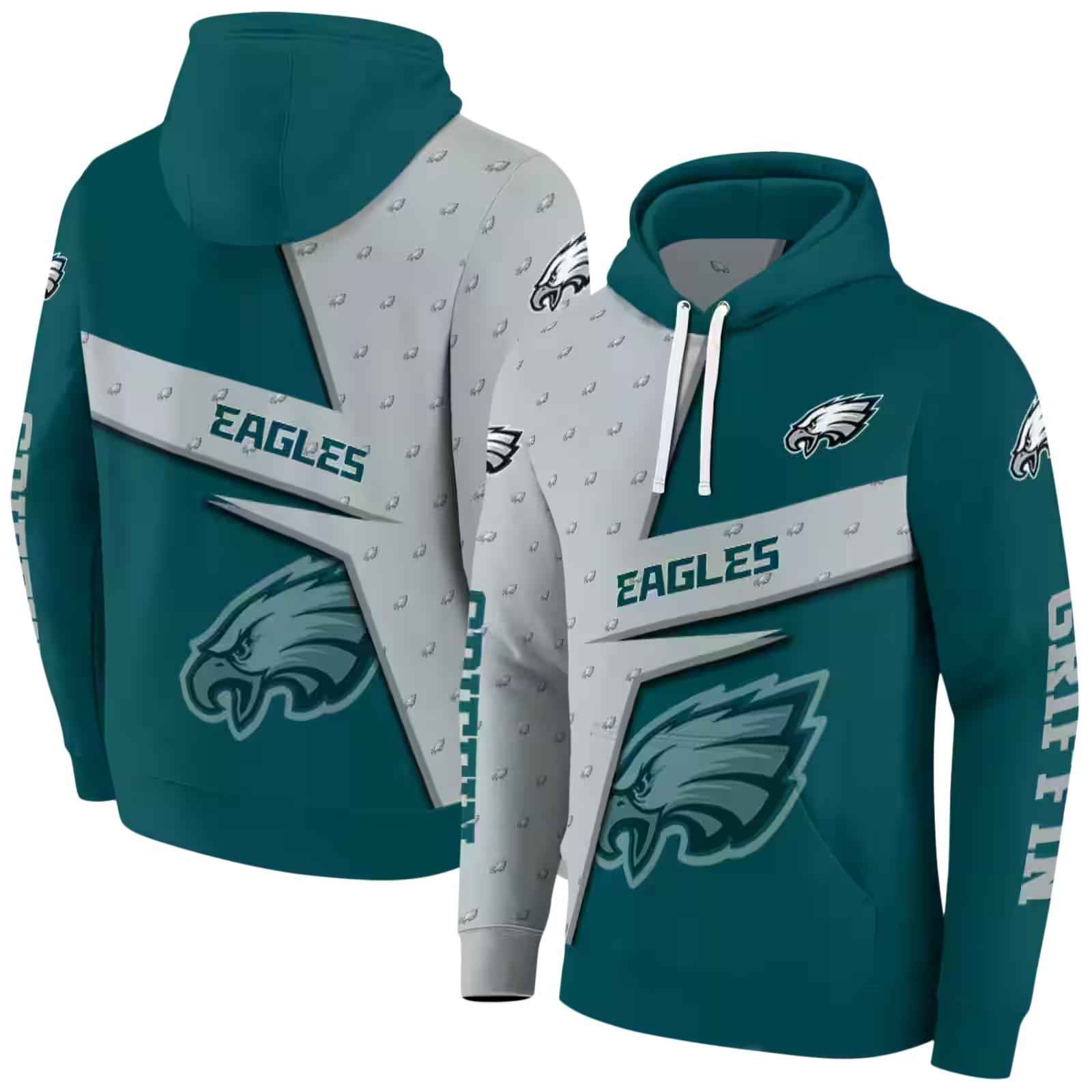 personalized philadelphia eagles abstract shape green hoodie fashion forward