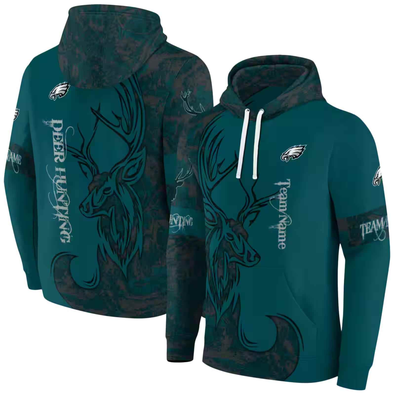 personalized philadelphia eagles deer silhouette green hoodie fashion forward