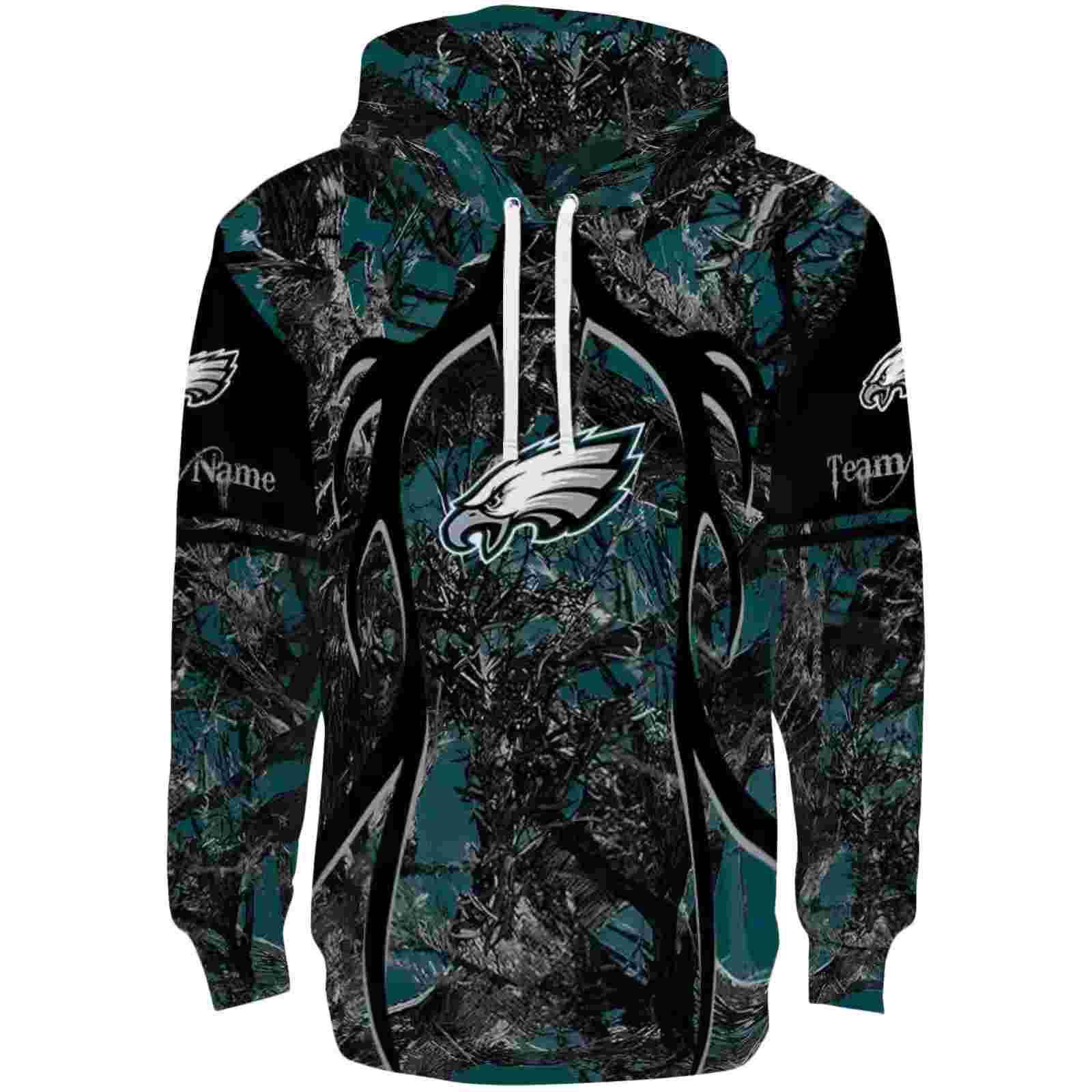 Personalized Philadelphia Eagles Hunting Theme Green Black Hoodie