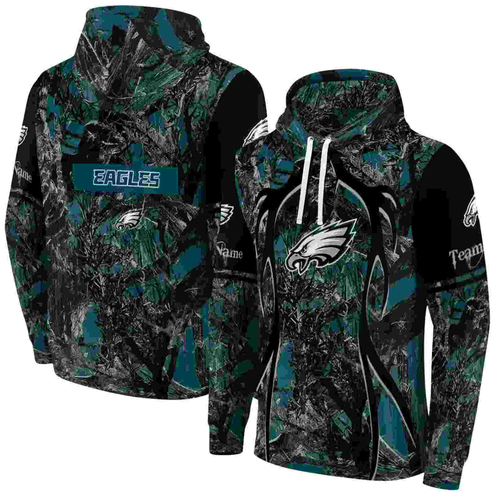 personalized philadelphia eagles hunting theme green black hoodie fashion forward