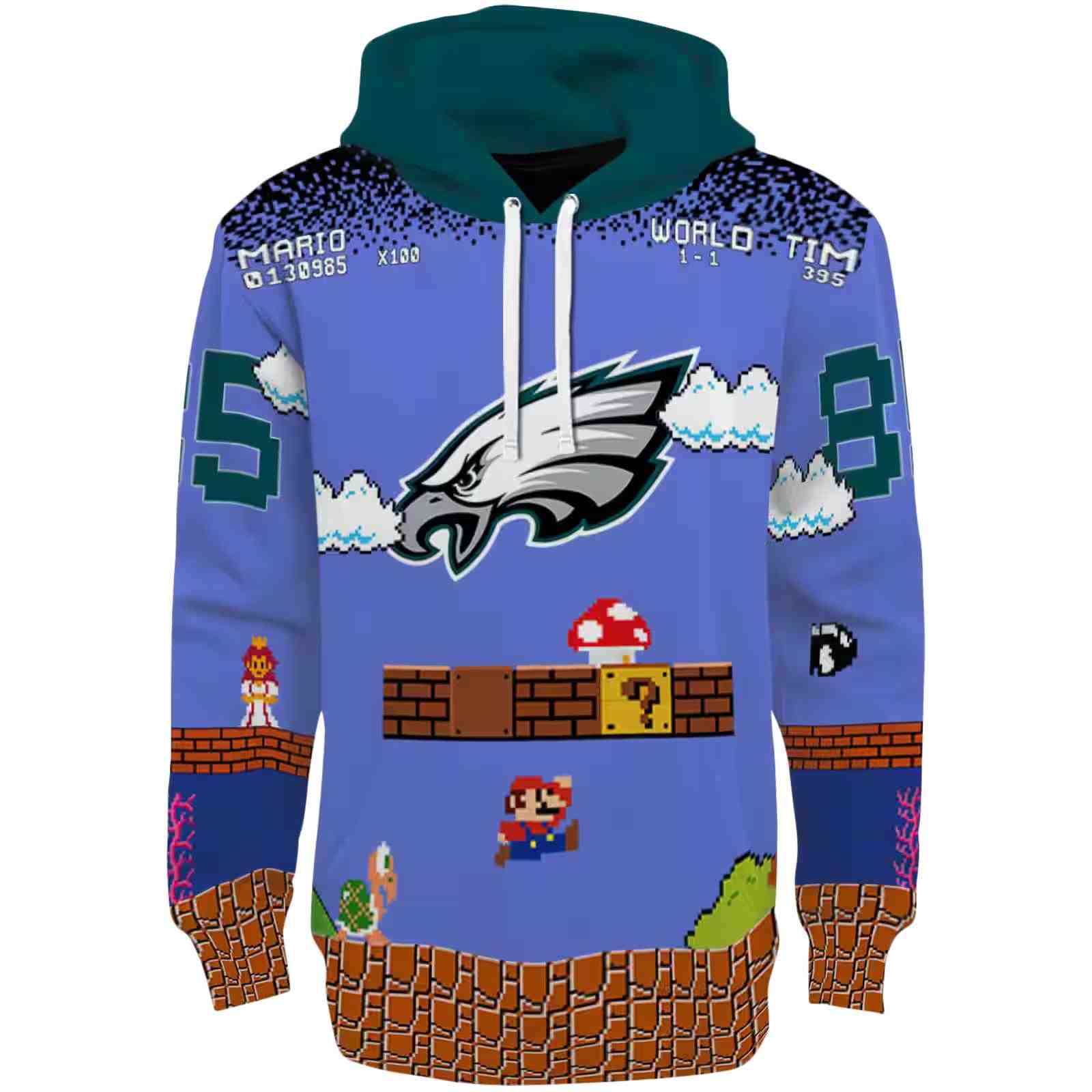 Personalized Philadelphia Eagles Mario Blue Black Hoodie