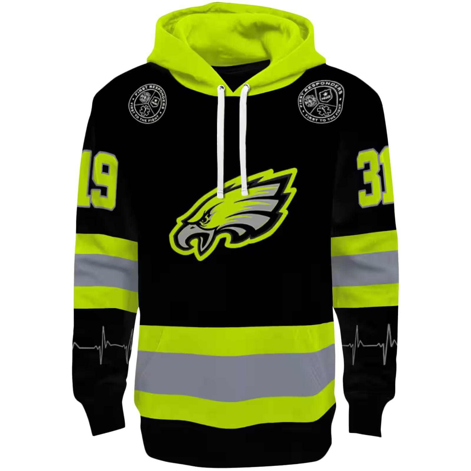 Personalized Philadelphia Eagles Safety Motif Black Neon Green Hoodie