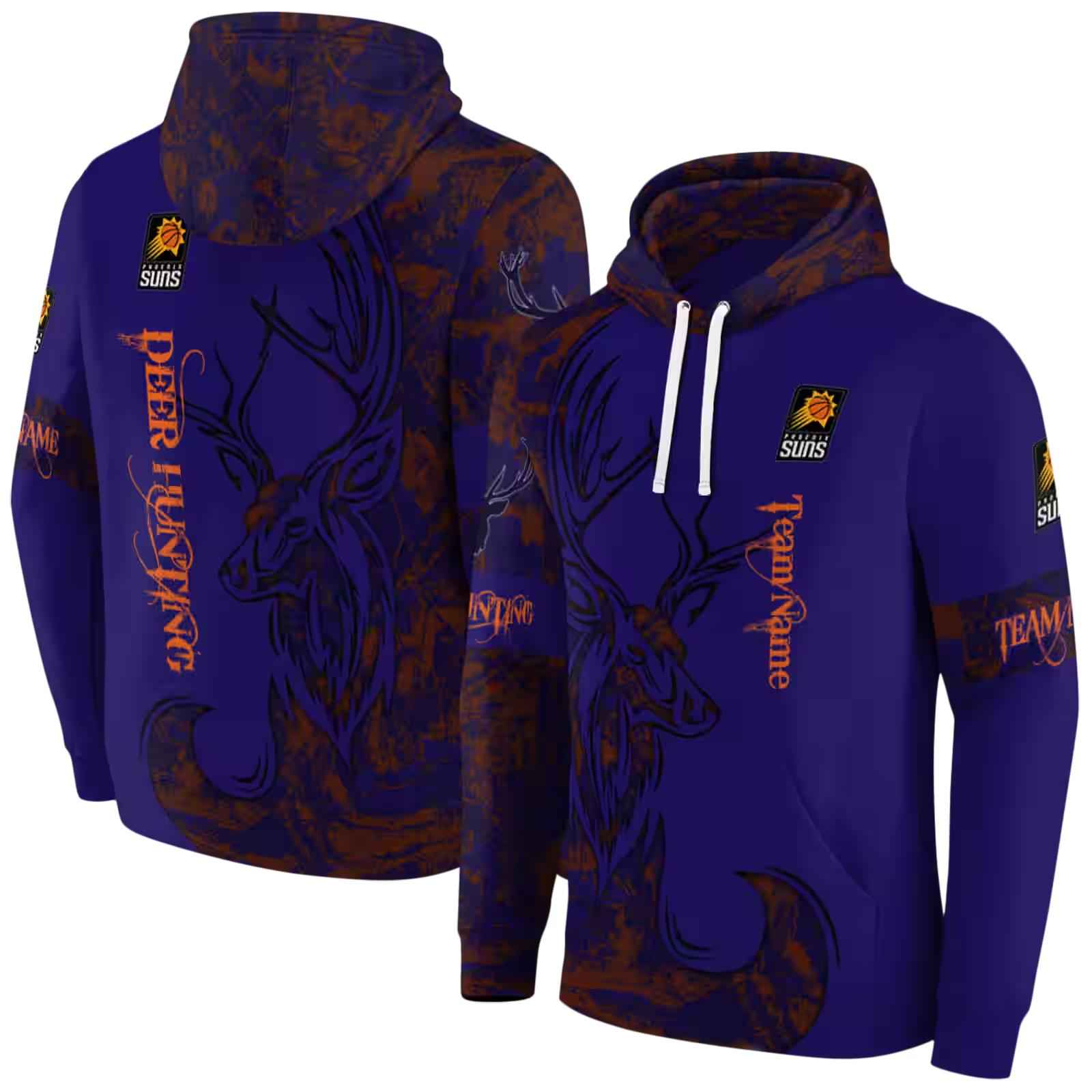 personalized phoenix suns deer silhouette purple hoodie fashion forward