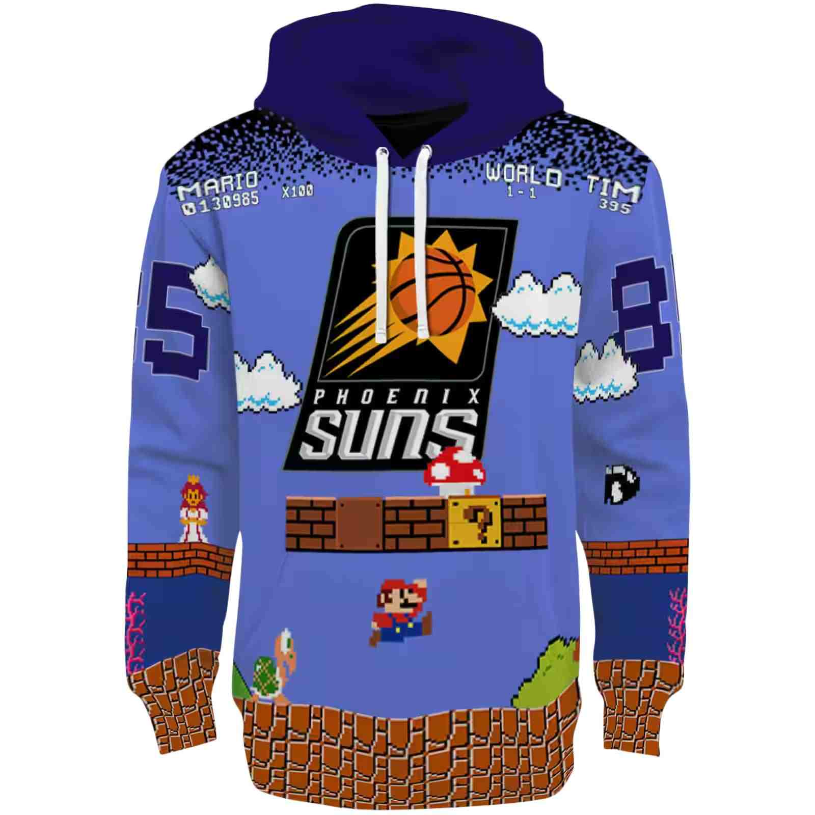 Personalized Phoenix Suns Mario Blue Black Hoodie