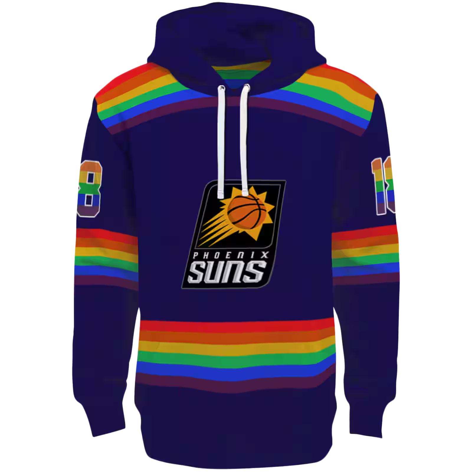 Personalized Phoenix Suns Rainbow Stripes Purple Hoodie