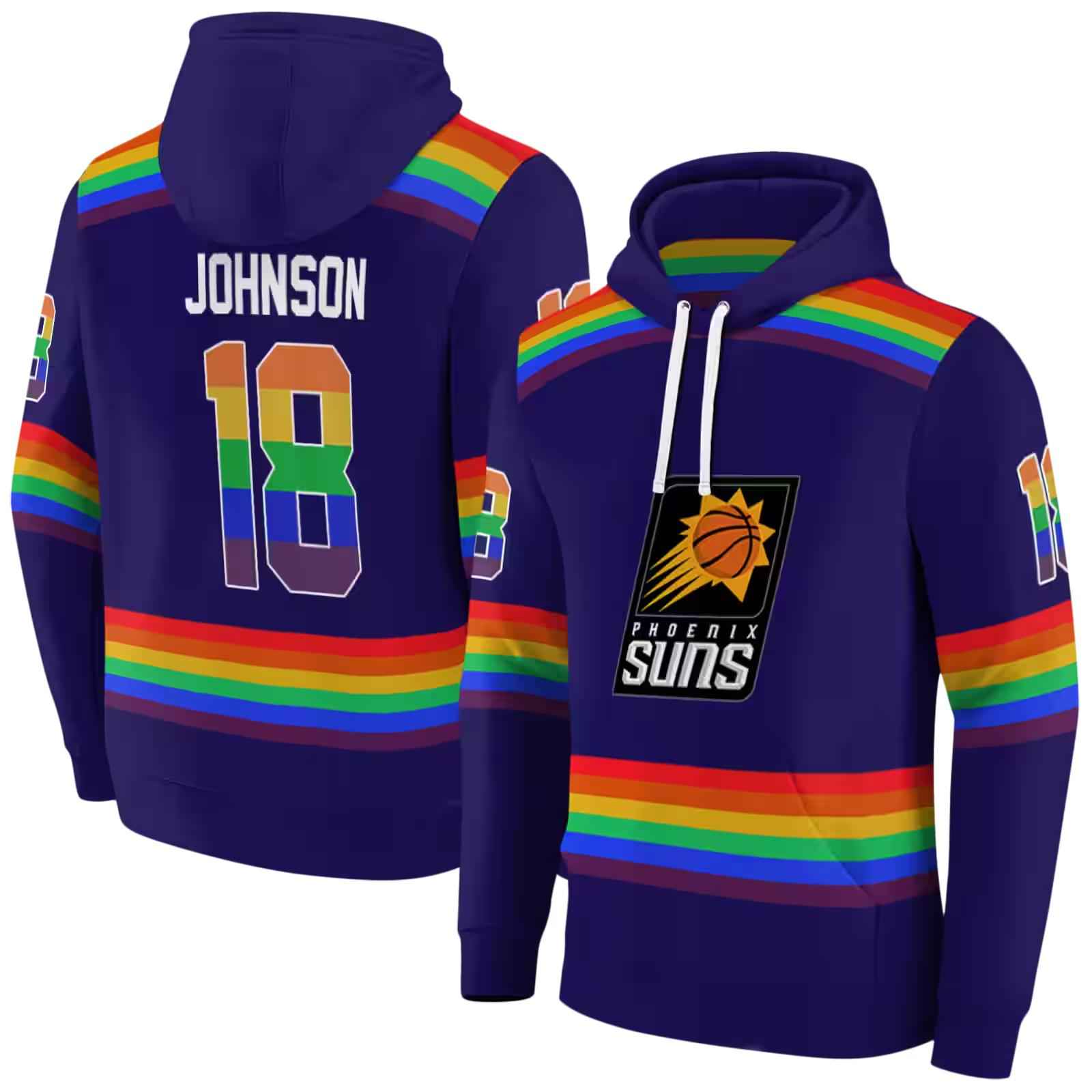 personalized phoenix suns rainbow stripes purple hoodie fashion forward