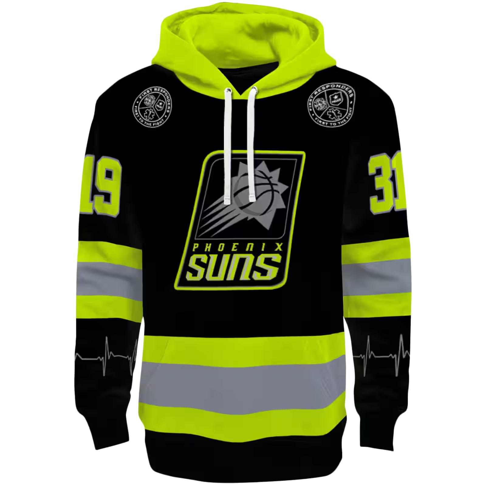 Personalized Phoenix Suns Safety Motif Black Neon Green Hoodie