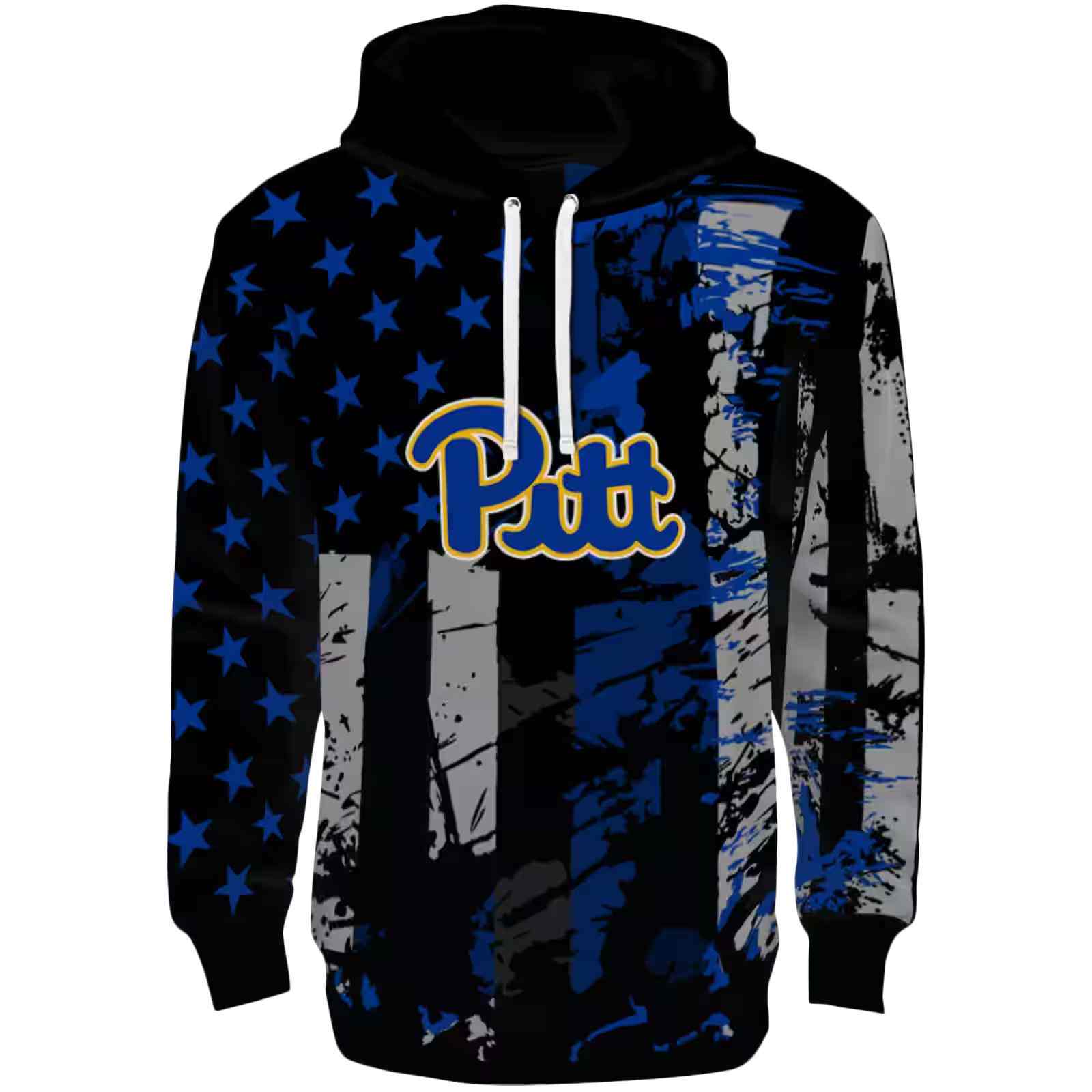 Personalized Pittsburgh Panthers Distressed Flag Royal Blue Black Hoodie