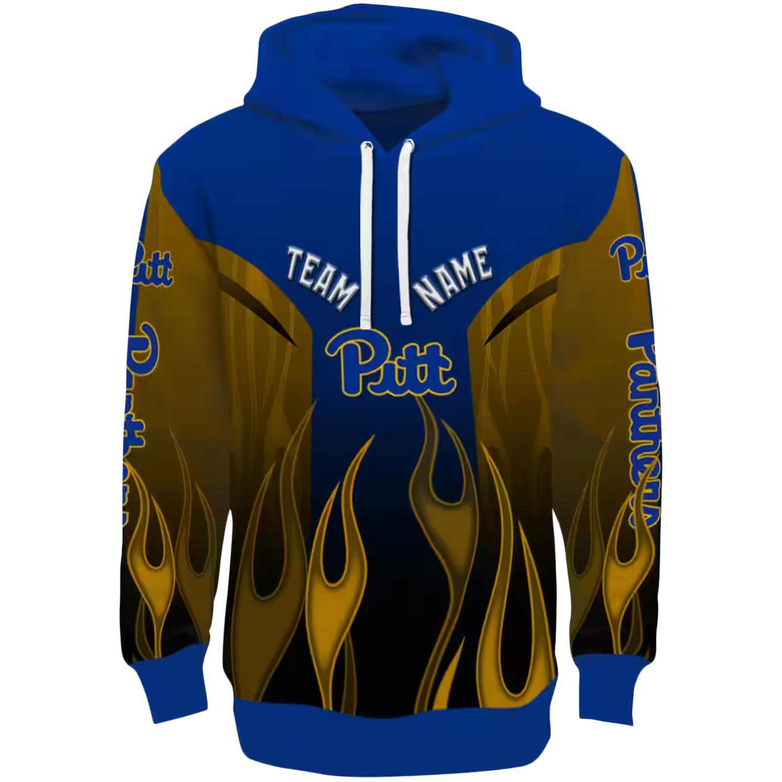Personalized Pittsburgh Panthers Flame Design Royal Blue Hoodie